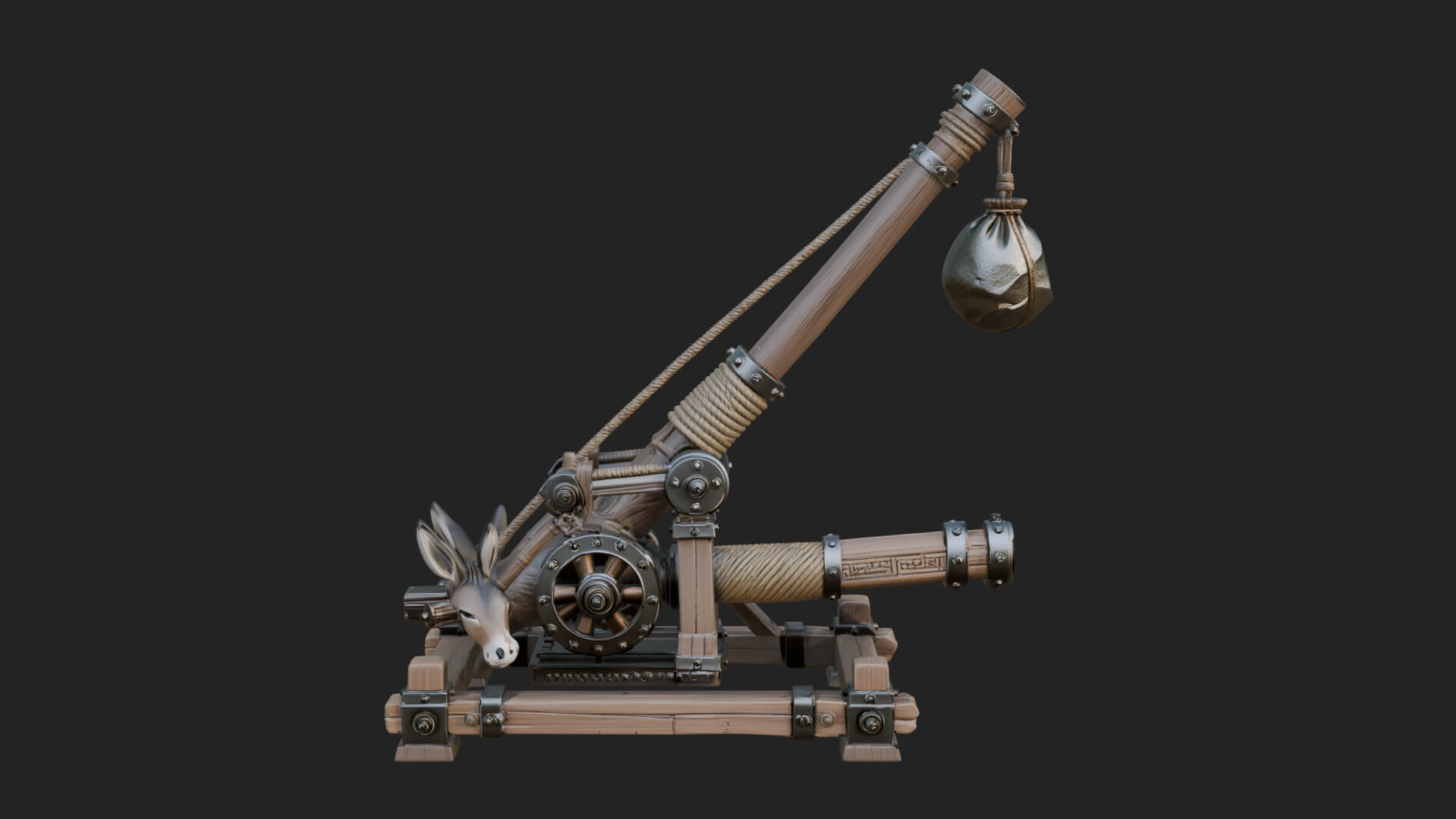Sling Pouch Trebuchet Model Design 2 3D Print Model 3D Model