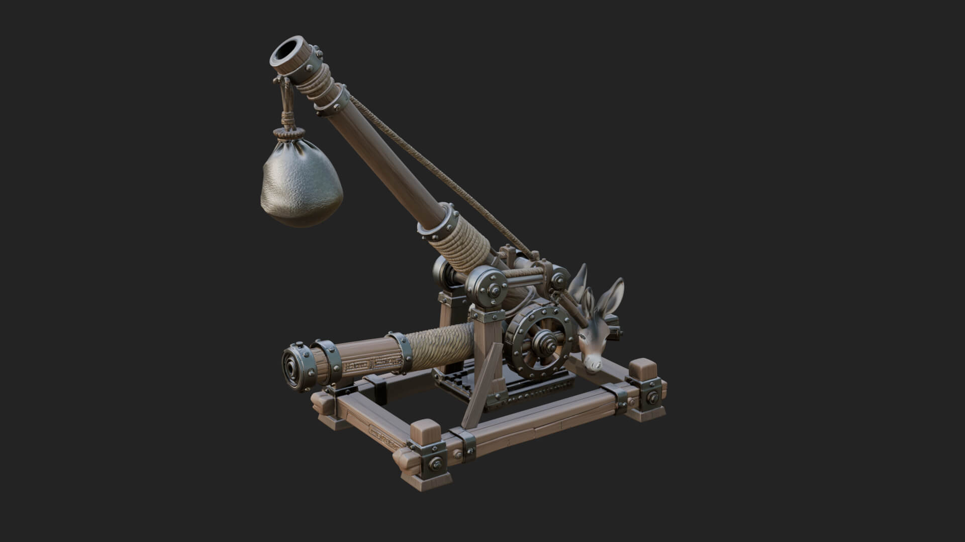 Sling Pouch Trebuchet Model Design 2 3D Print Model 3D Model