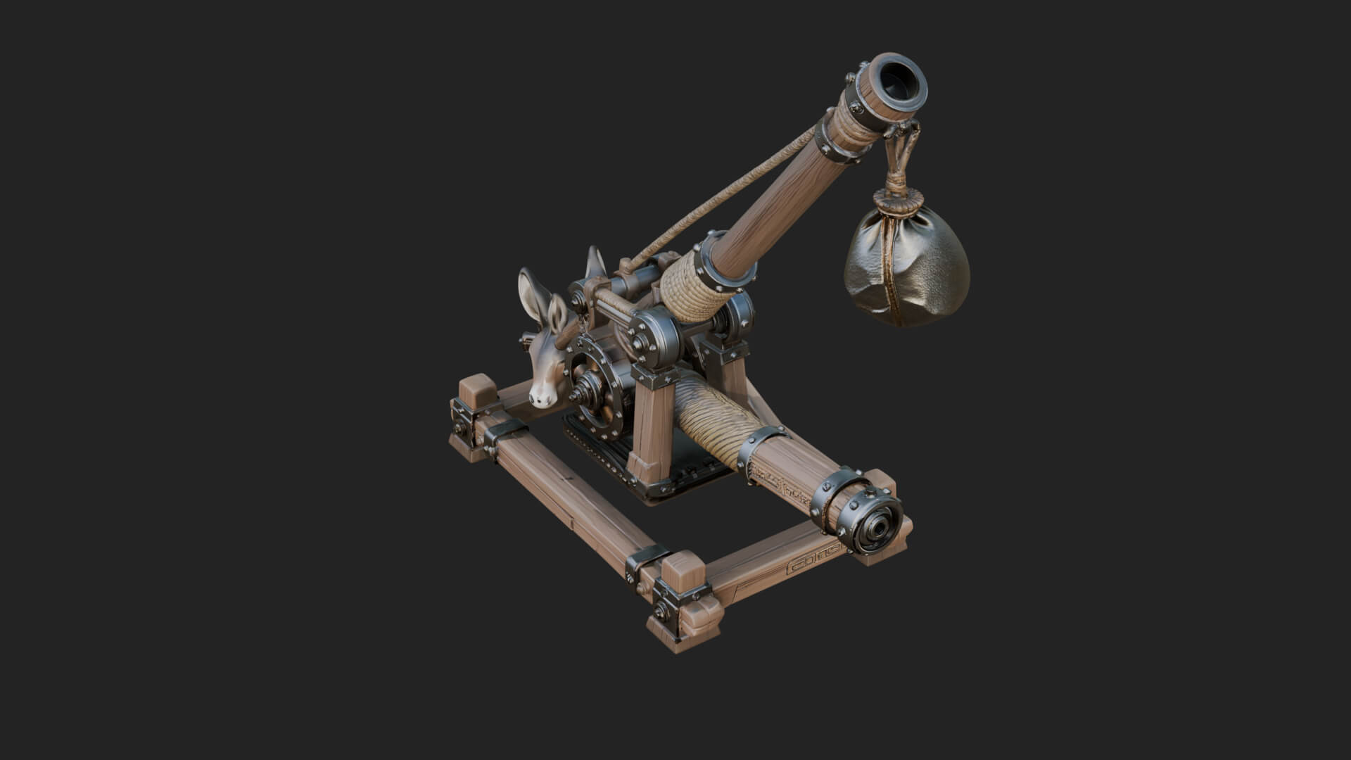 Sling Pouch Trebuchet Model Design 2 3D Print Model 3D Model