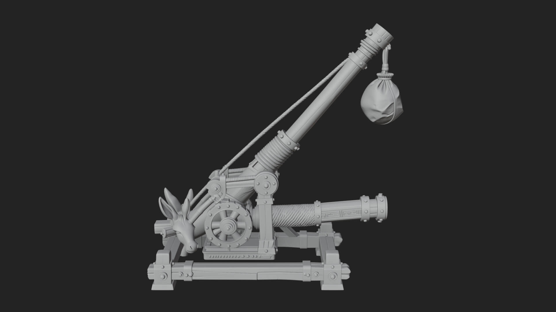 Sling Pouch Trebuchet Model Design 2 3D Print Model 3D Model