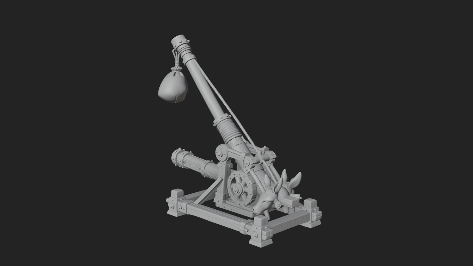 Sling Pouch Trebuchet Model Design 2 3D Print Model 3D Model