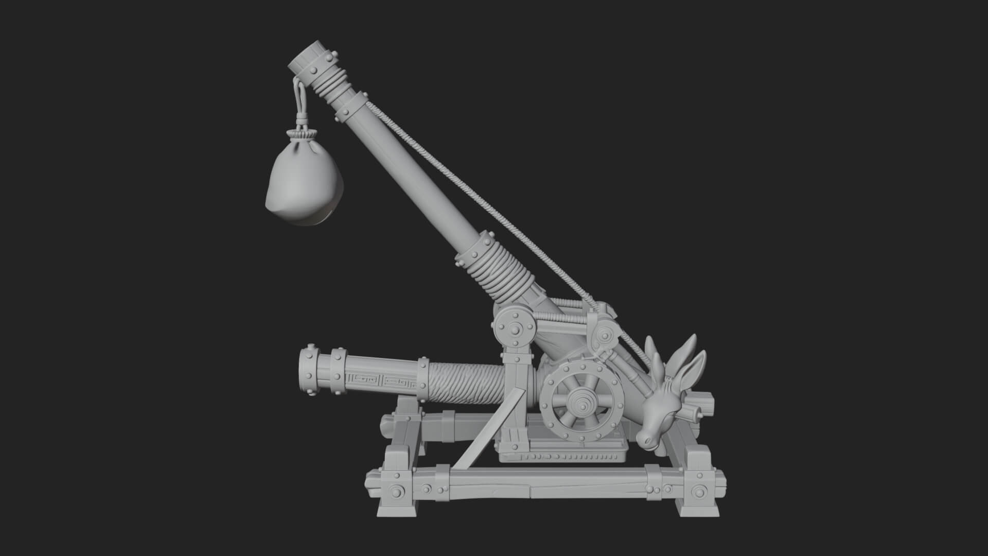 Sling Pouch Trebuchet Model Design 2 3D Print Model 3D Model