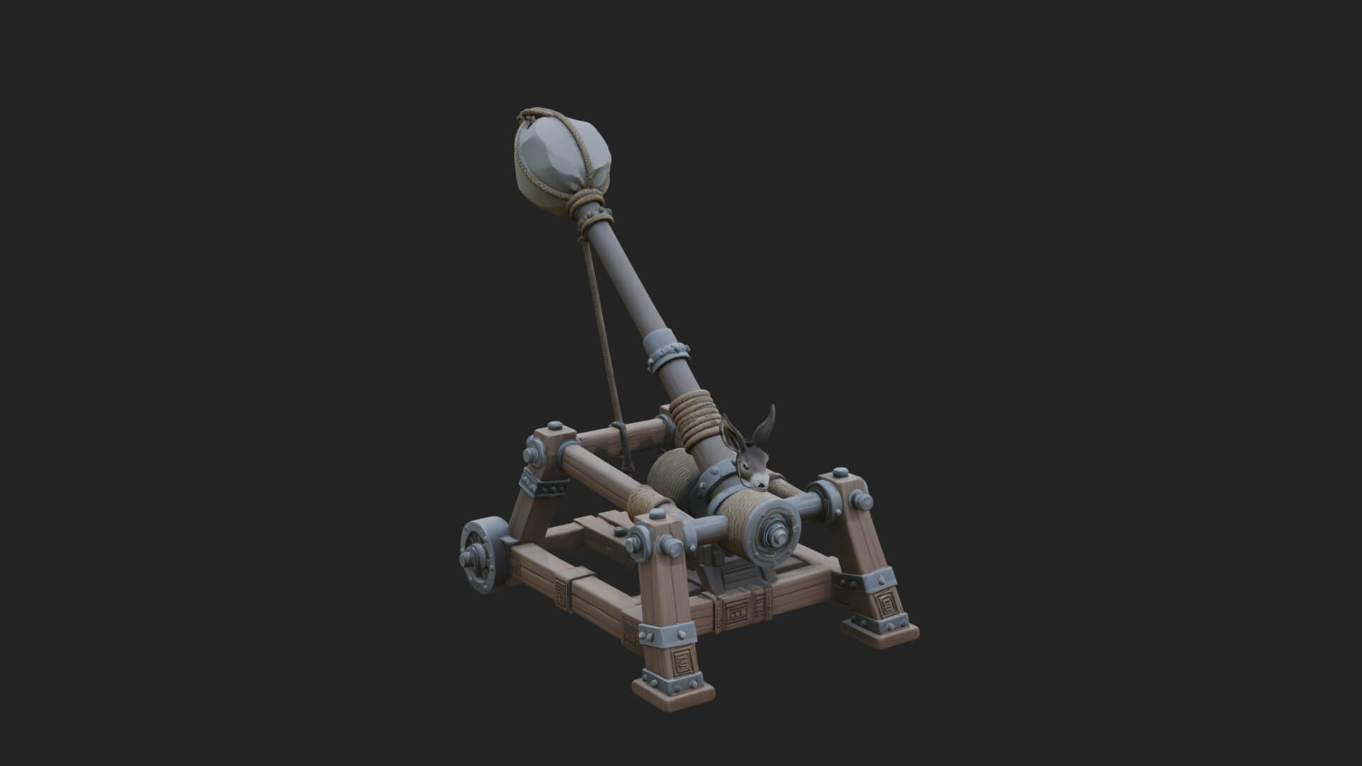 Sling Pouch Trebuchet Model Design 4 3D Print Model 3D Model