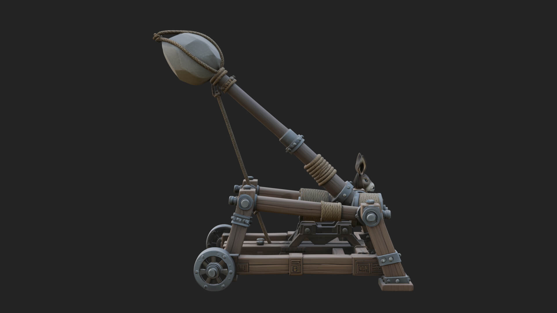 Sling Pouch Trebuchet Model Design 4 3D Print Model 3D Model