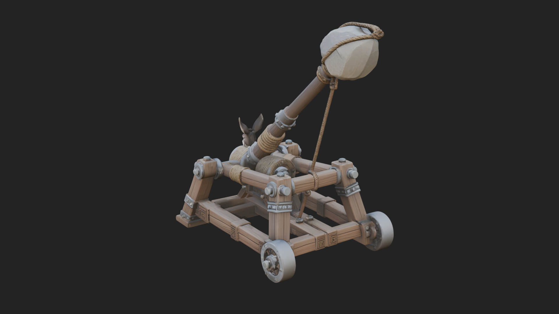 Sling Pouch Trebuchet Model Design 4 3D Print Model 3D Model