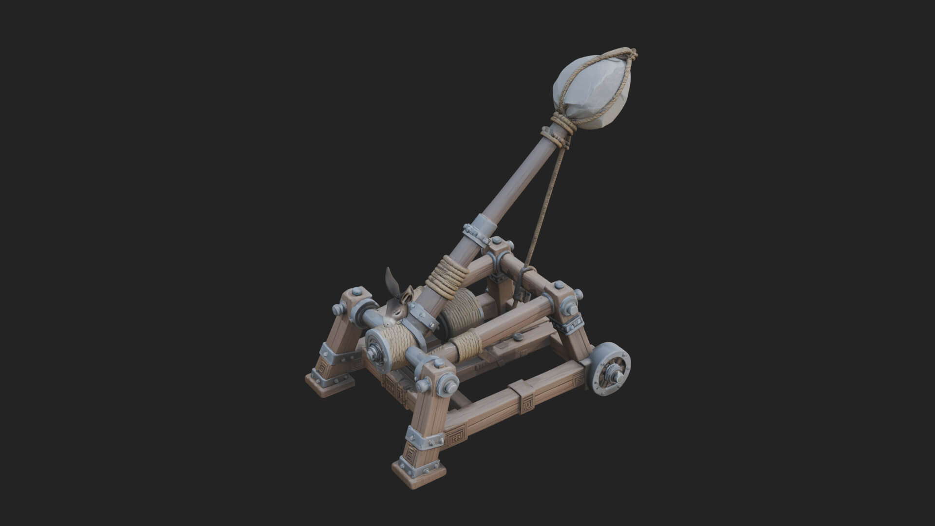 Sling Pouch Trebuchet Model Design 4 3D Print Model 3D Model