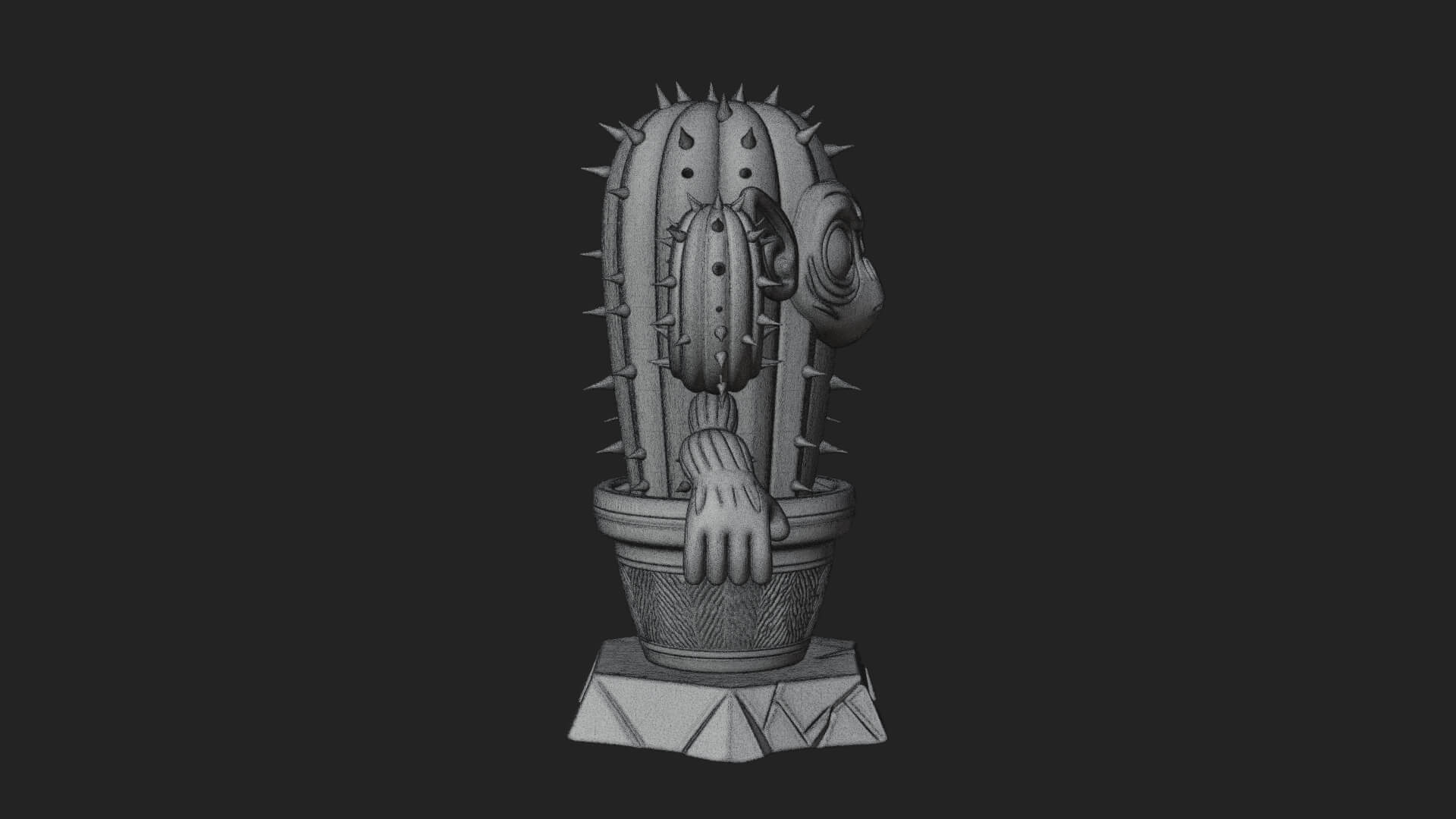 Smiling Cactus Pot Statue Design 2 3D Print Model 3D Model