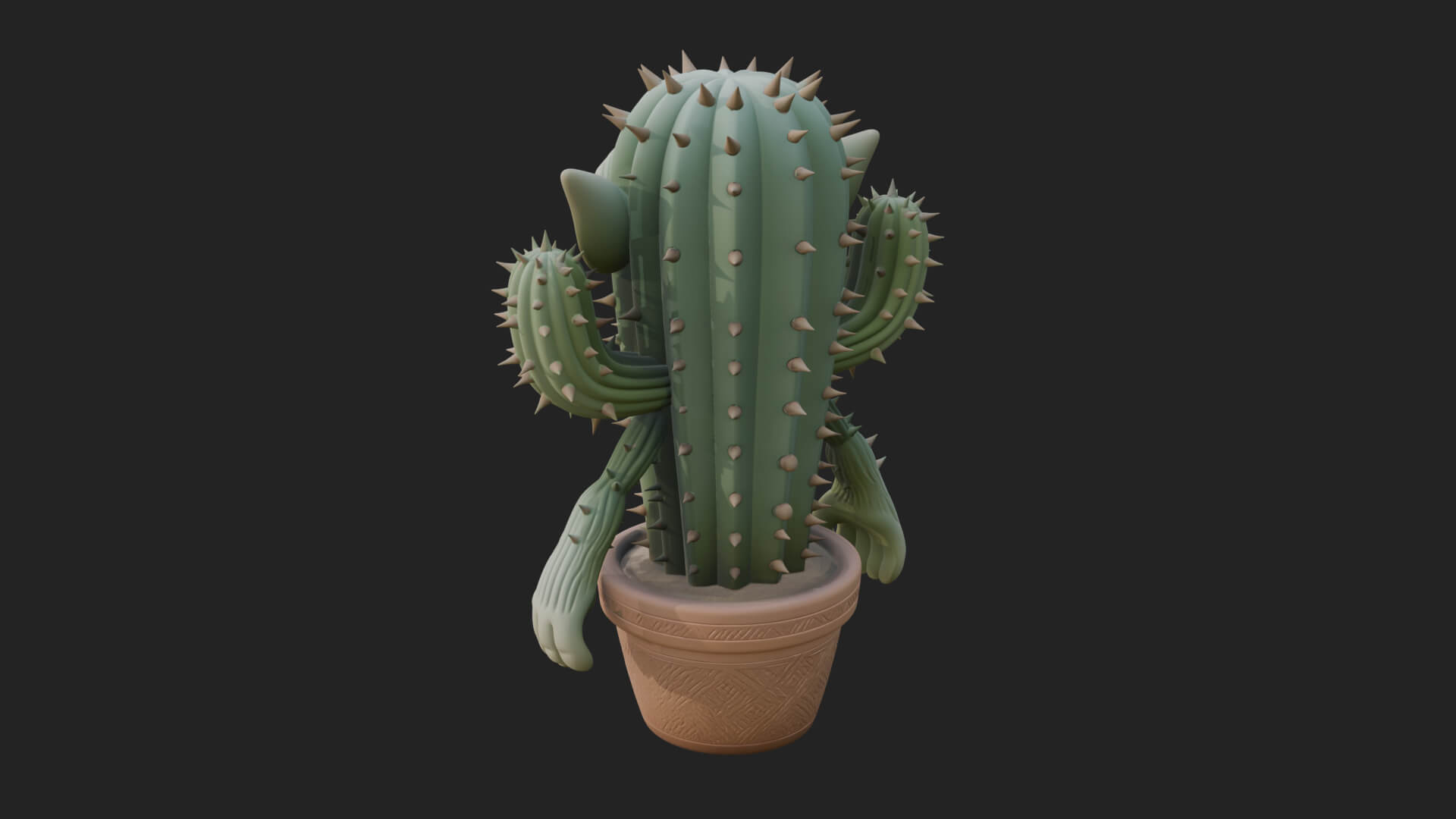 Smiling Cactus Pot Statue Design 3 3D Print Model 3D Model