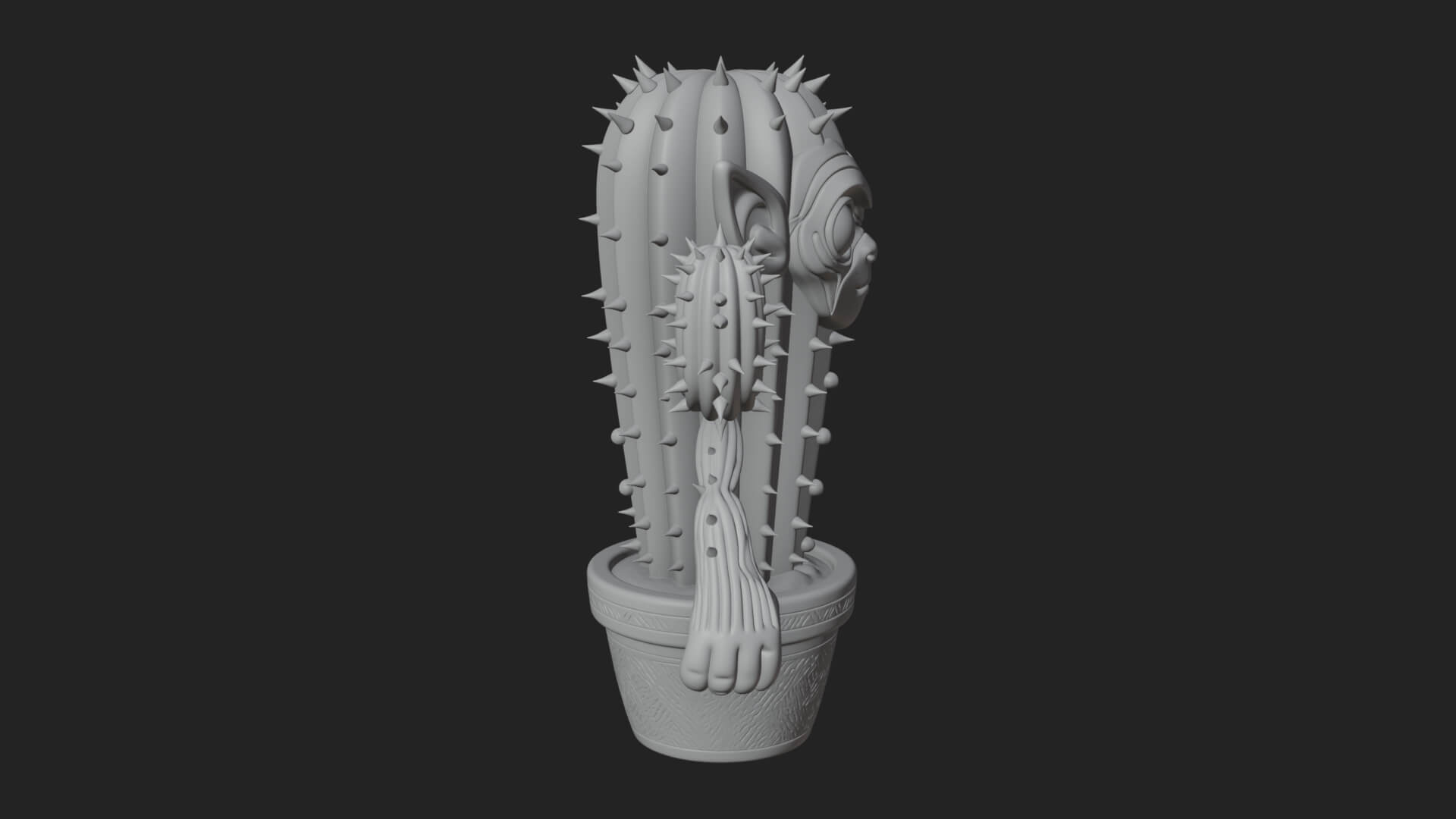 Smiling Cactus Pot Statue Design 3 3D Print Model 3D Model