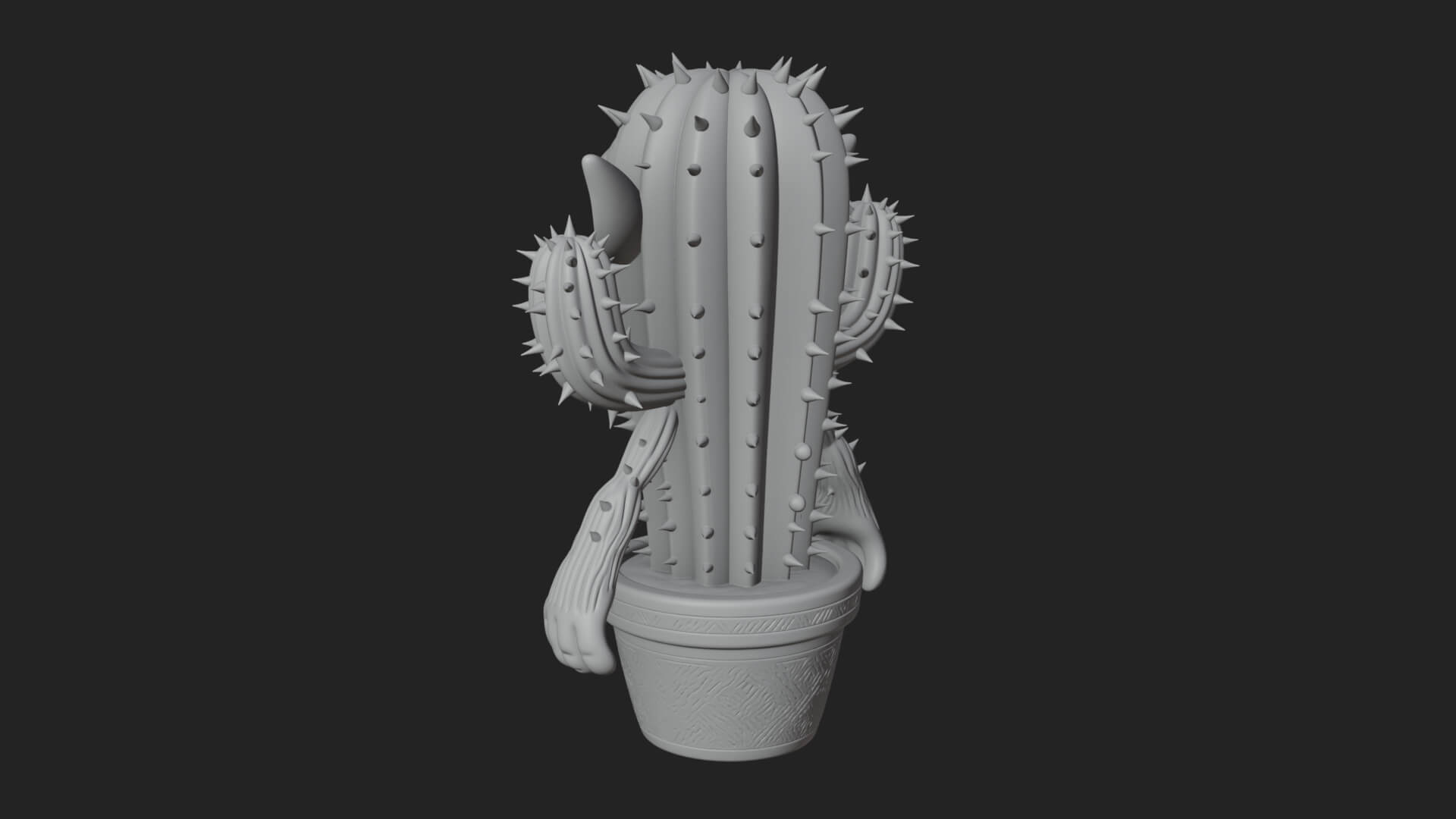 Smiling Cactus Pot Statue Design 3 3D Print Model 3D Model
