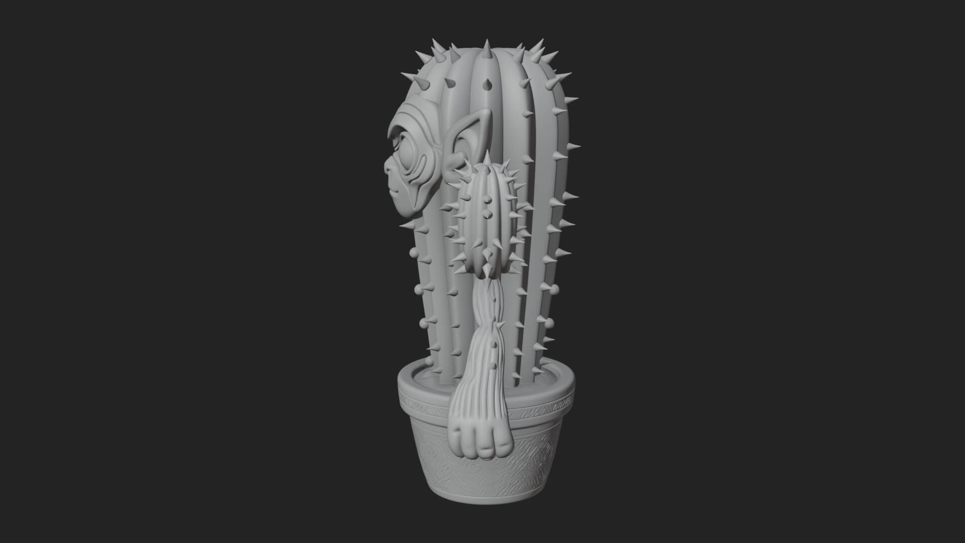 Smiling Cactus Pot Statue Design 3 3D Print Model 3D Model