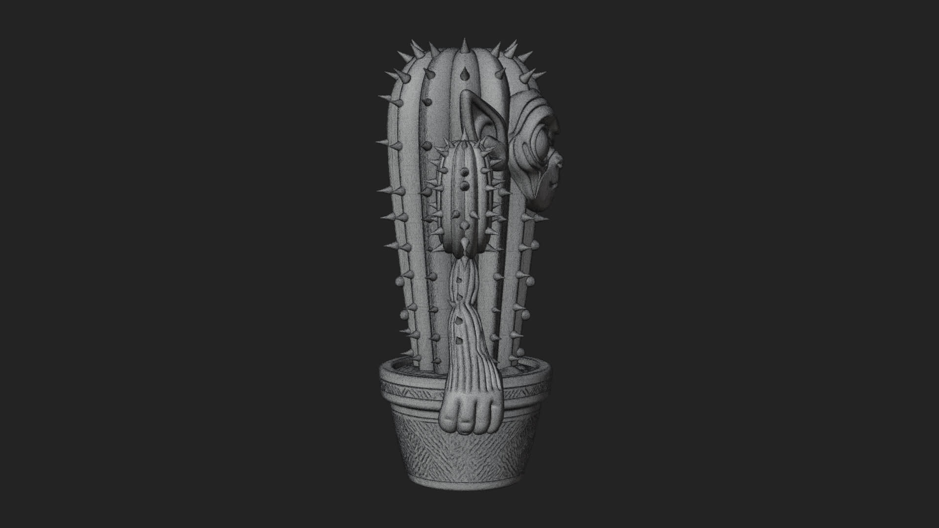 Smiling Cactus Pot Statue Design 3 3D Print Model 3D Model