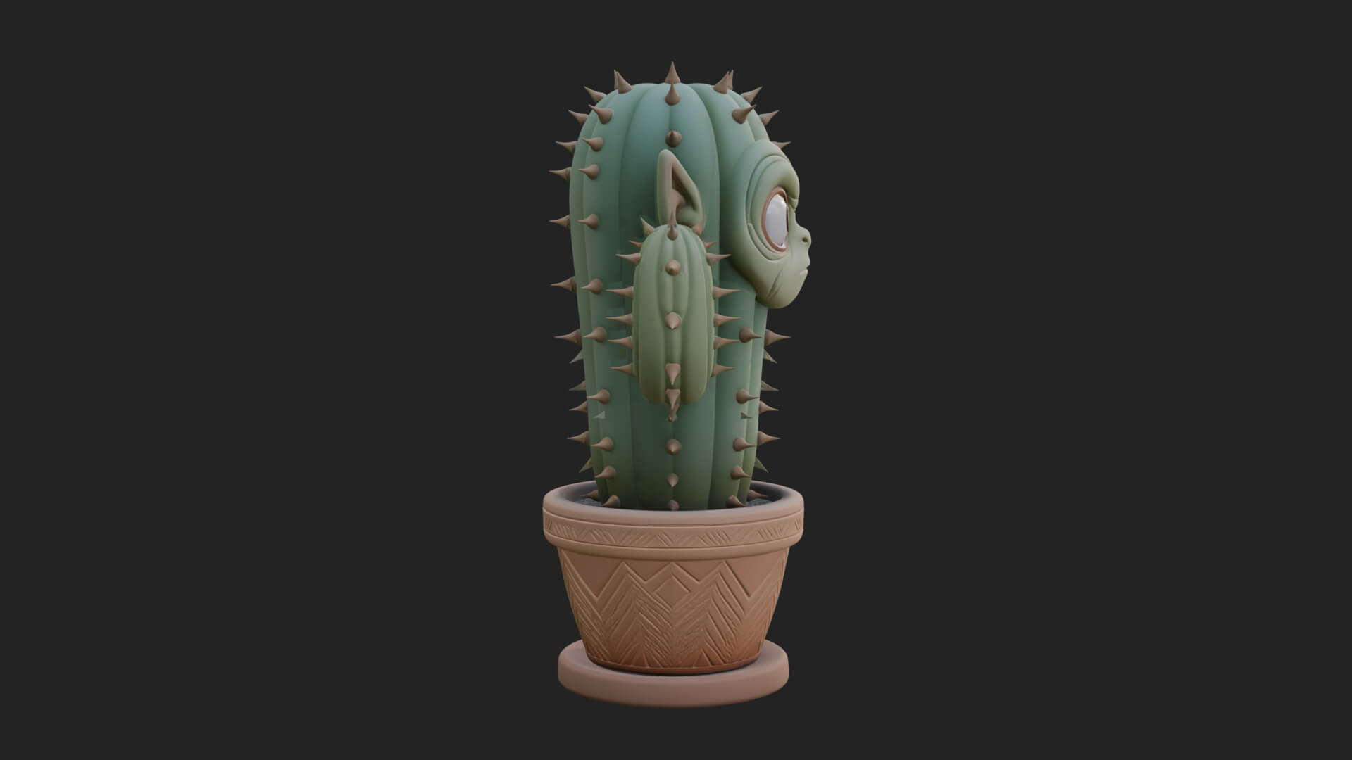 Smiling Cactus Pot Statue Design 4 3D Print Model 3D Model