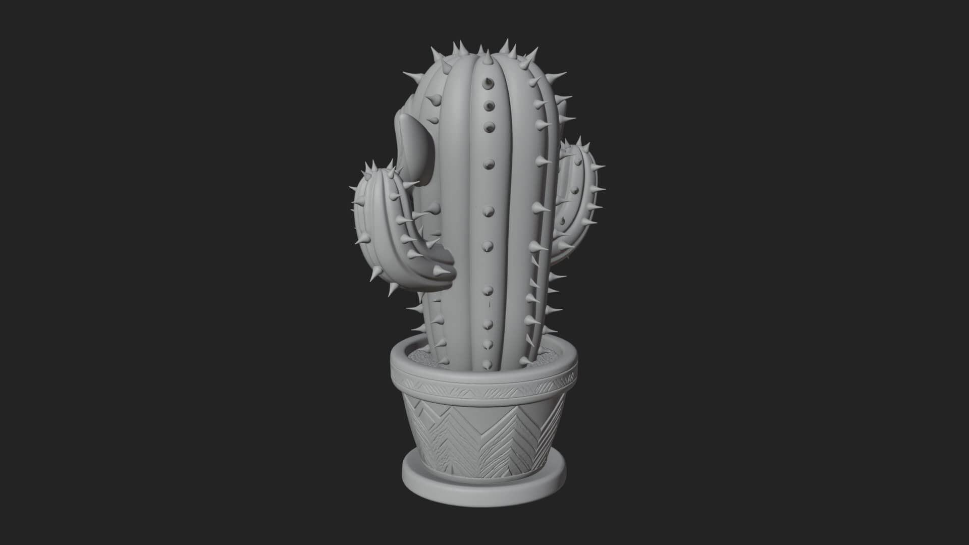 Smiling Cactus Pot Statue Design 4 3D Print Model 3D Model