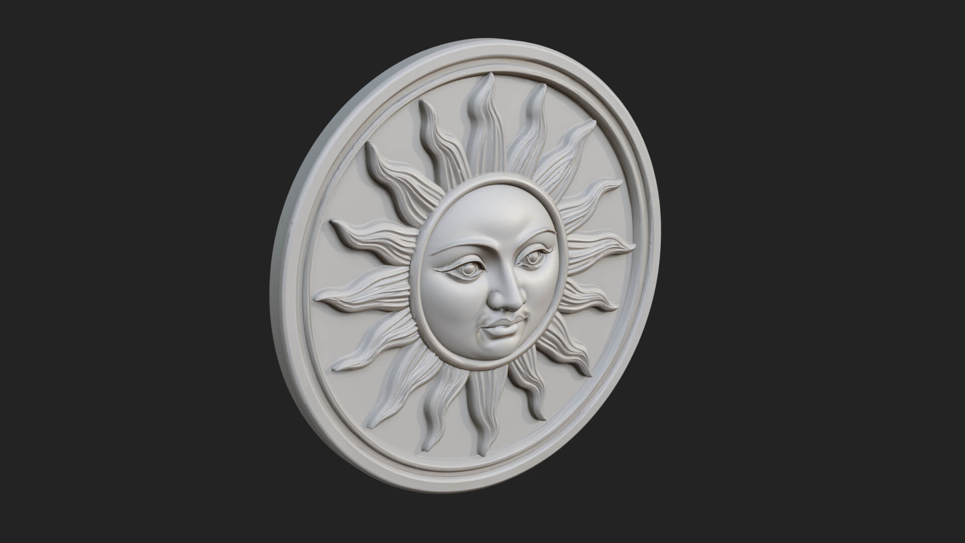 Smiling Sun Face Disc Plaque Design 1 3D Print Model 3D Model