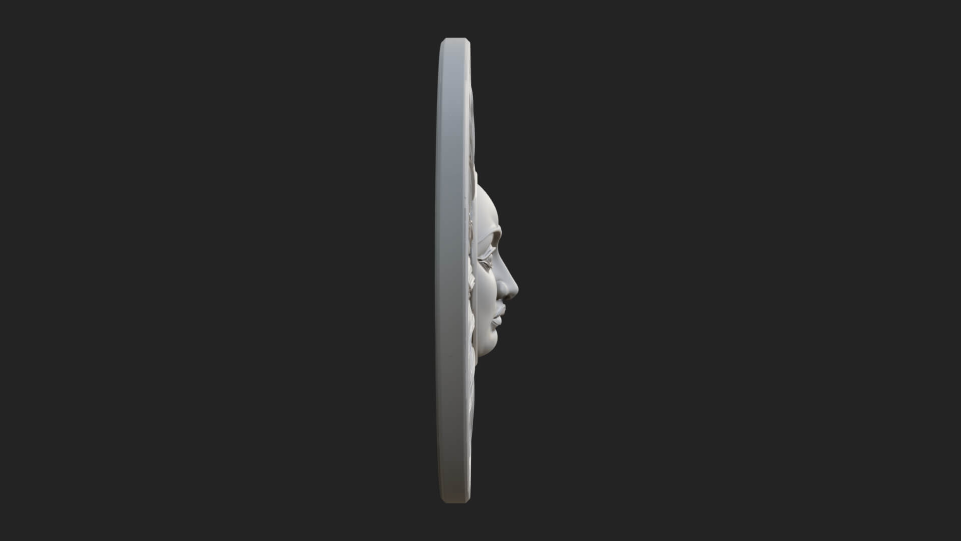 Smiling Sun Face Disc Plaque Design 1 3D Print Model 3D Model