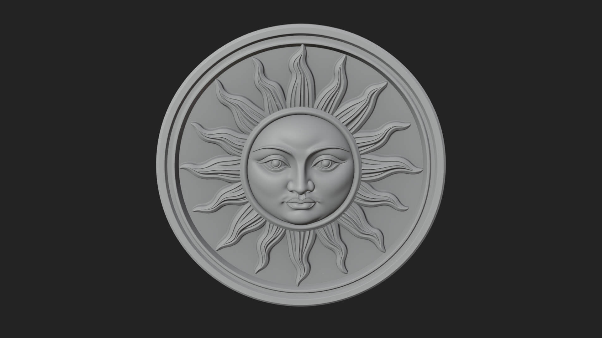 Smiling Sun Face Disc Plaque Design 1 3D Print Model 3D Model