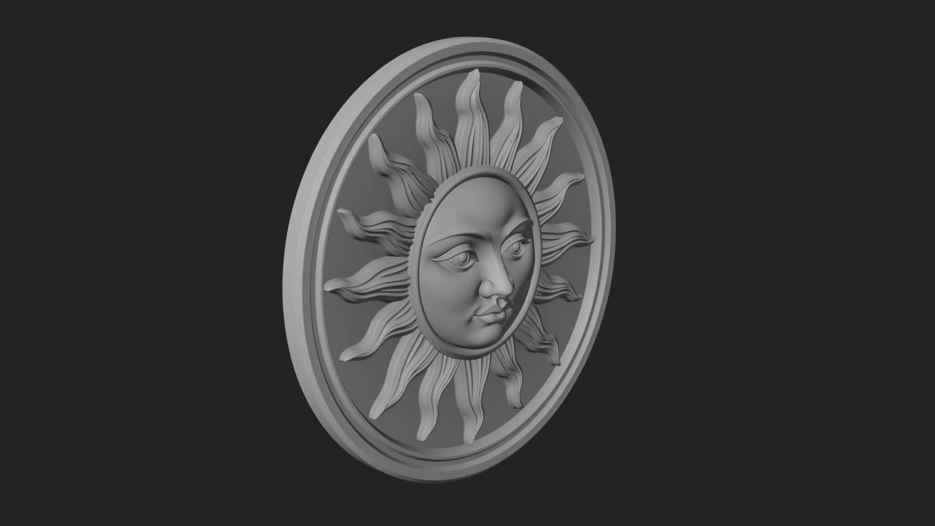 Smiling Sun Face Disc Plaque Design 1 3D Print Model 3D Model