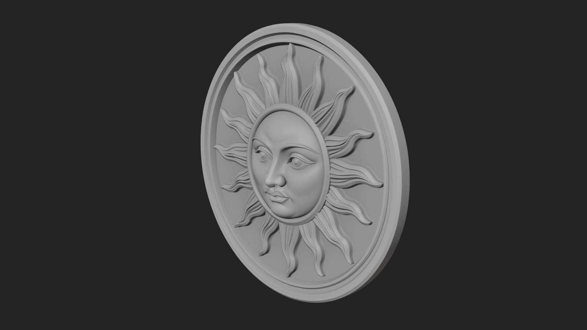 Smiling Sun Face Disc Plaque Design 1 3D Print Model 3D Model