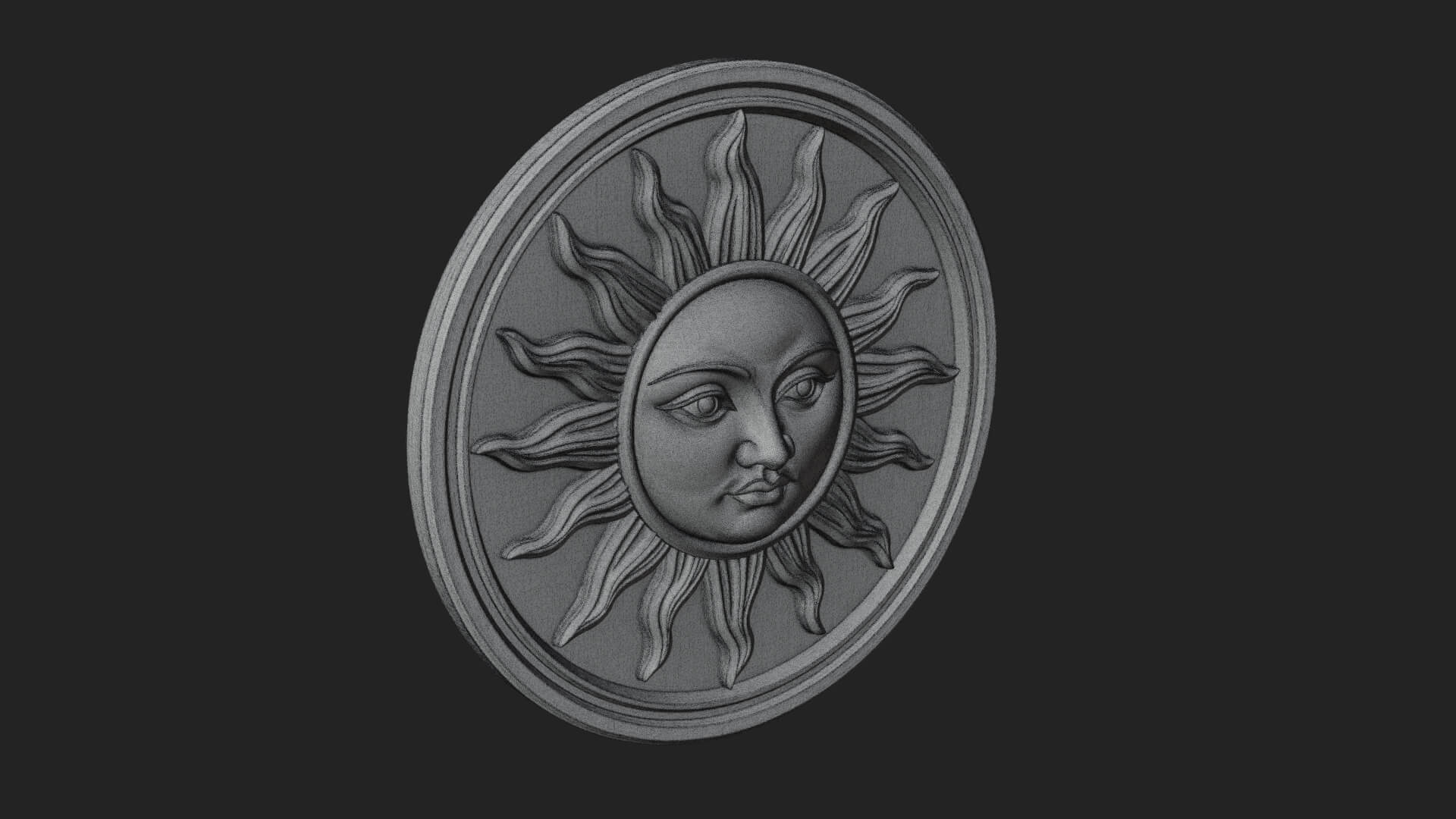 Smiling Sun Face Disc Plaque Design 1 3D Print Model 3D Model