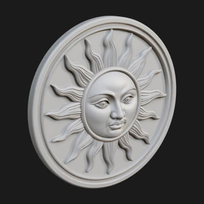 Smiling Sun Face Disc Plaque Design 1 3D Print Model