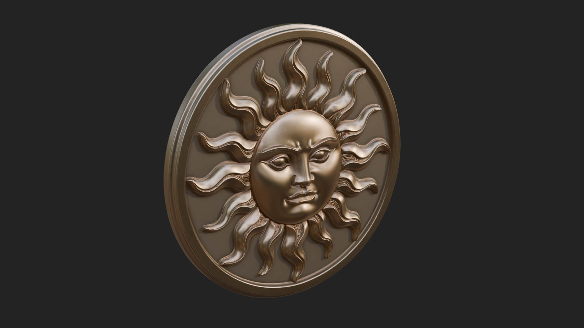 Smiling Sun Face Disc Plaque Design 10 3D Print Model 3D Model