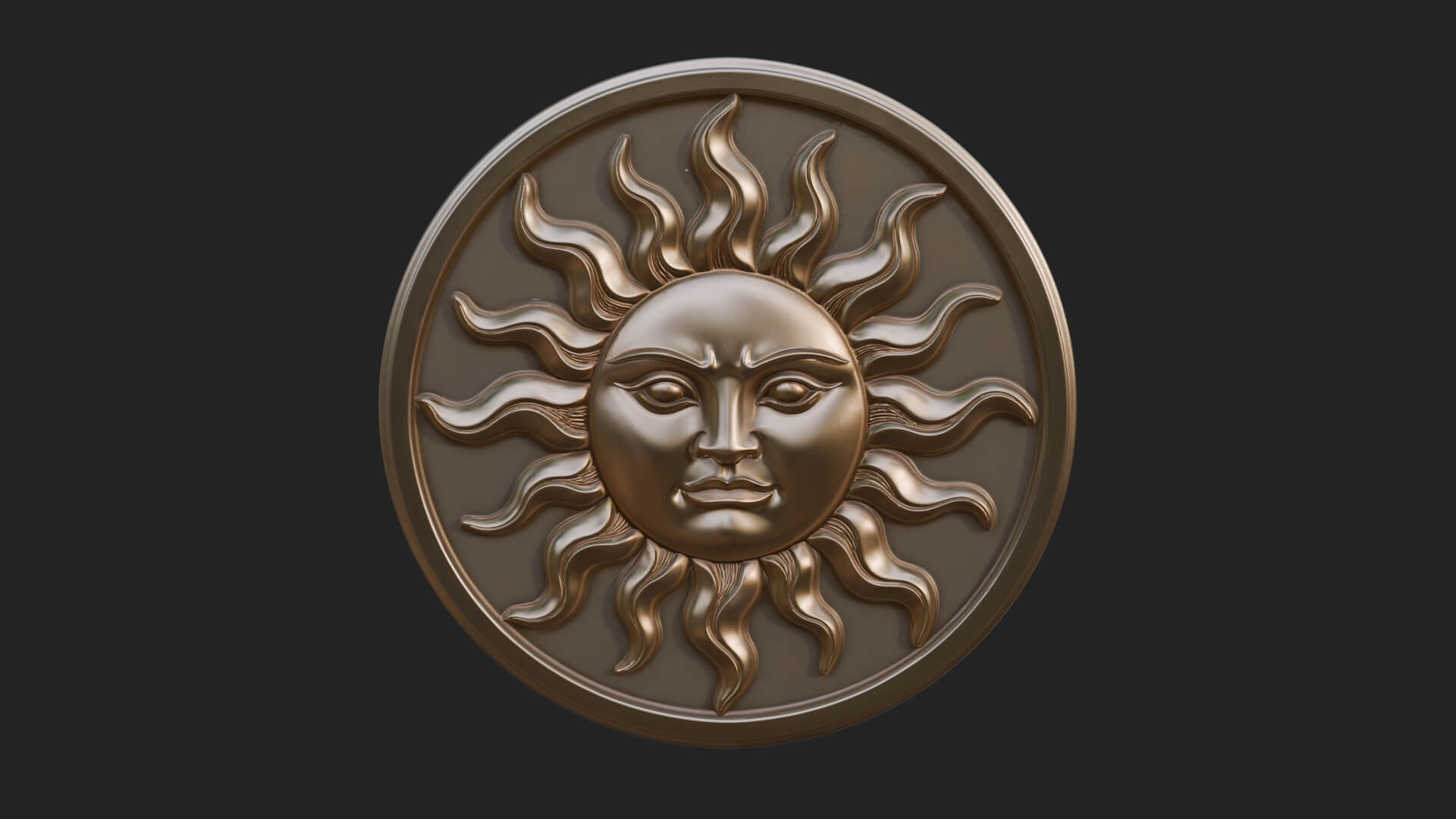 Smiling Sun Face Disc Plaque Design 10 3D Print Model 3D Model