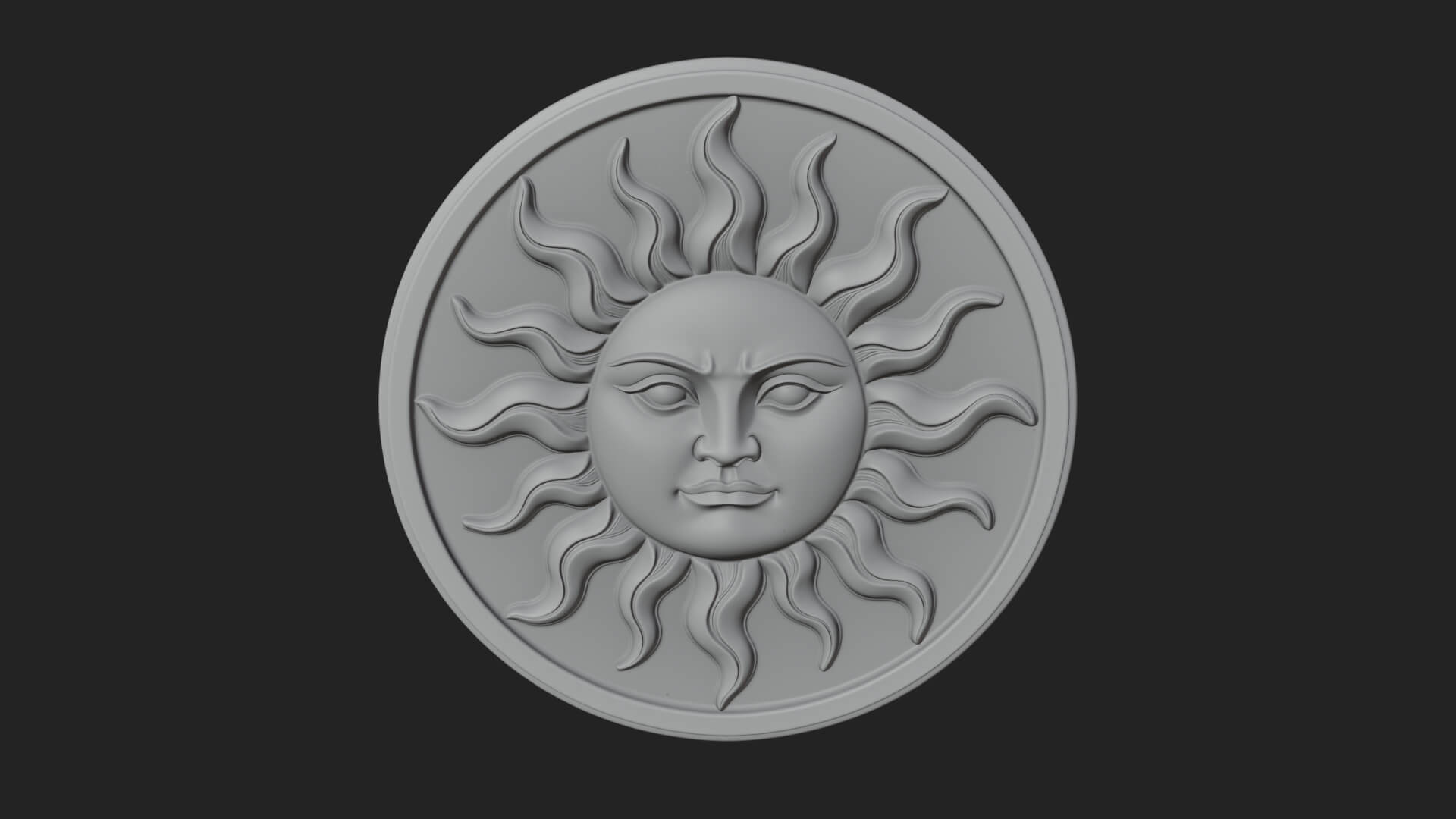 Smiling Sun Face Disc Plaque Design 10 3D Print Model 3D Model