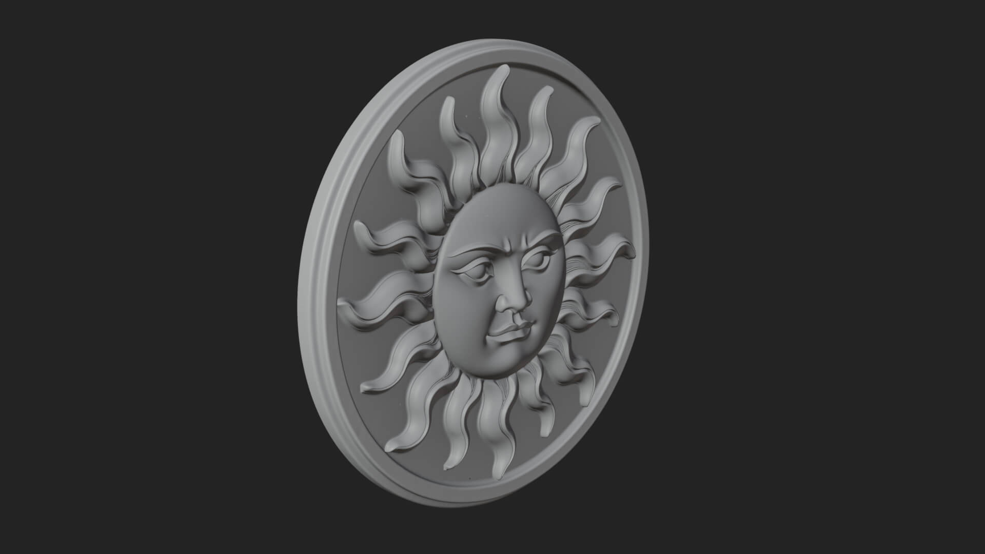 Smiling Sun Face Disc Plaque Design 10 3D Print Model 3D Model