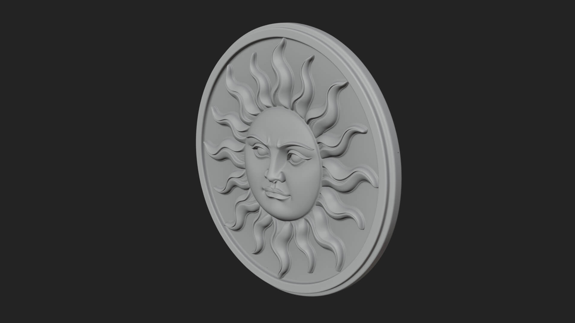 Smiling Sun Face Disc Plaque Design 10 3D Print Model 3D Model