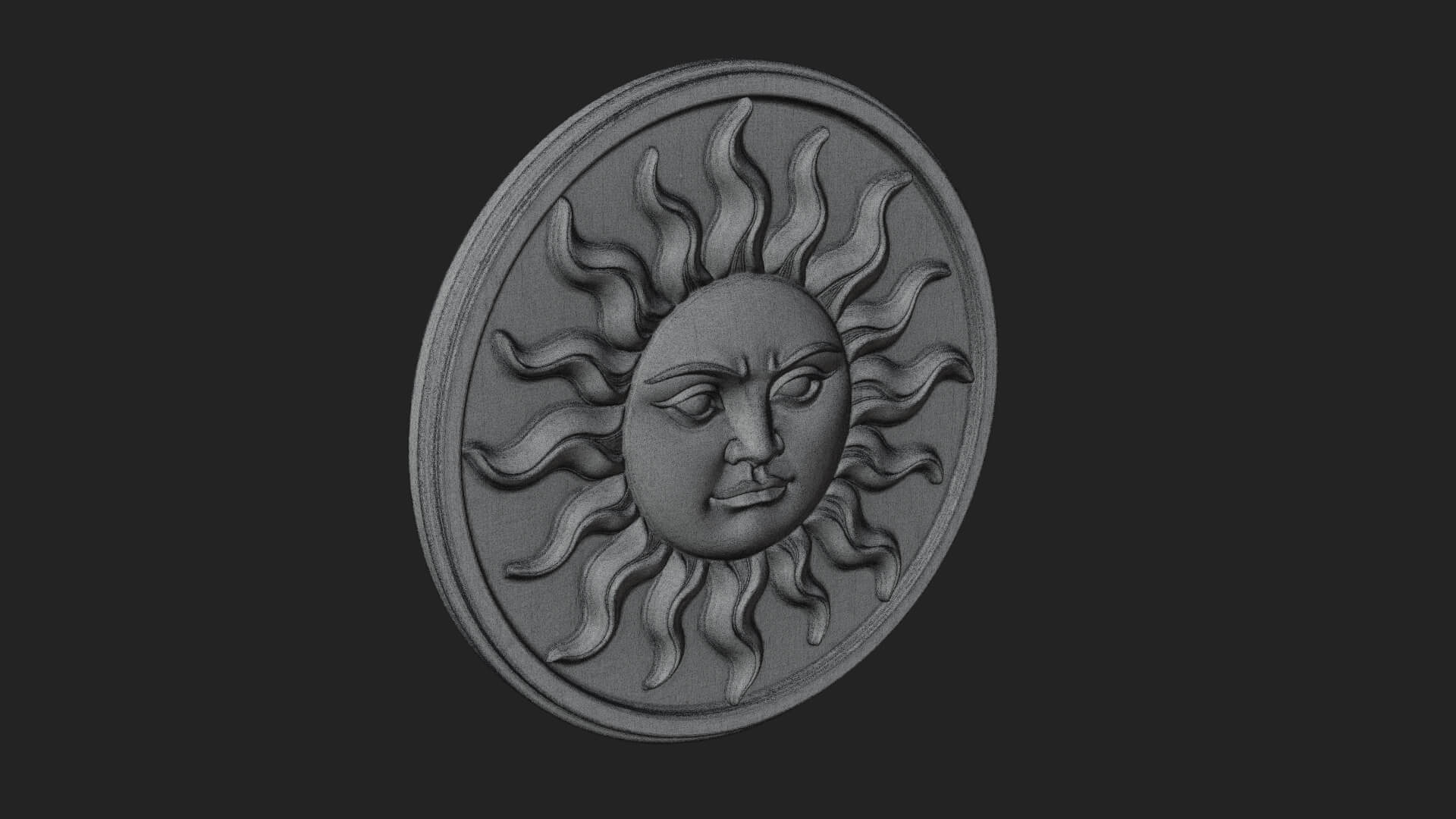 Smiling Sun Face Disc Plaque Design 10 3D Print Model 3D Model