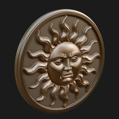 Smiling Sun Face Disc Plaque Design 10 3D Print Model