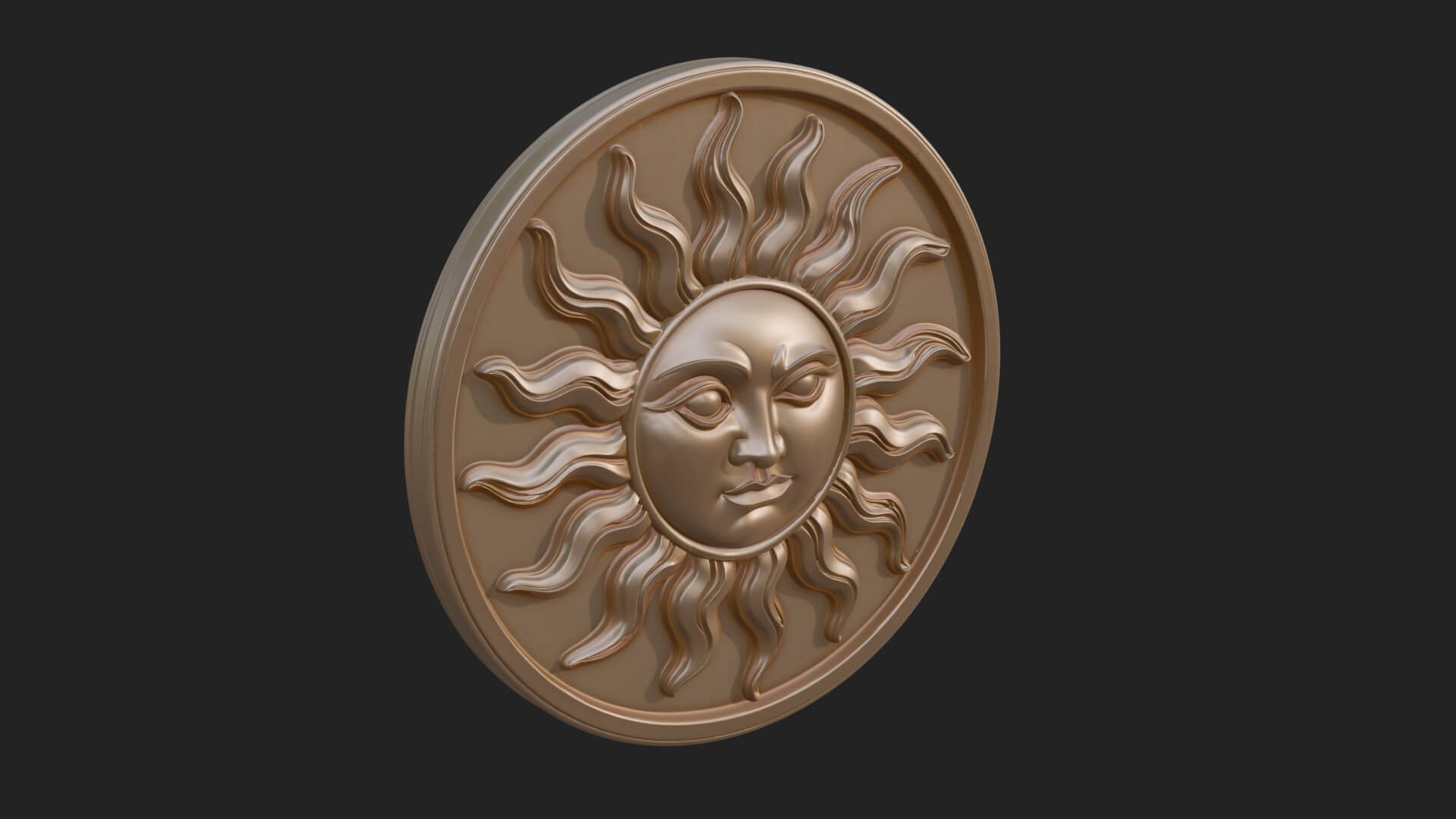 Smiling Sun Face Disc Plaque Design 11 3D Print Model 3D Model