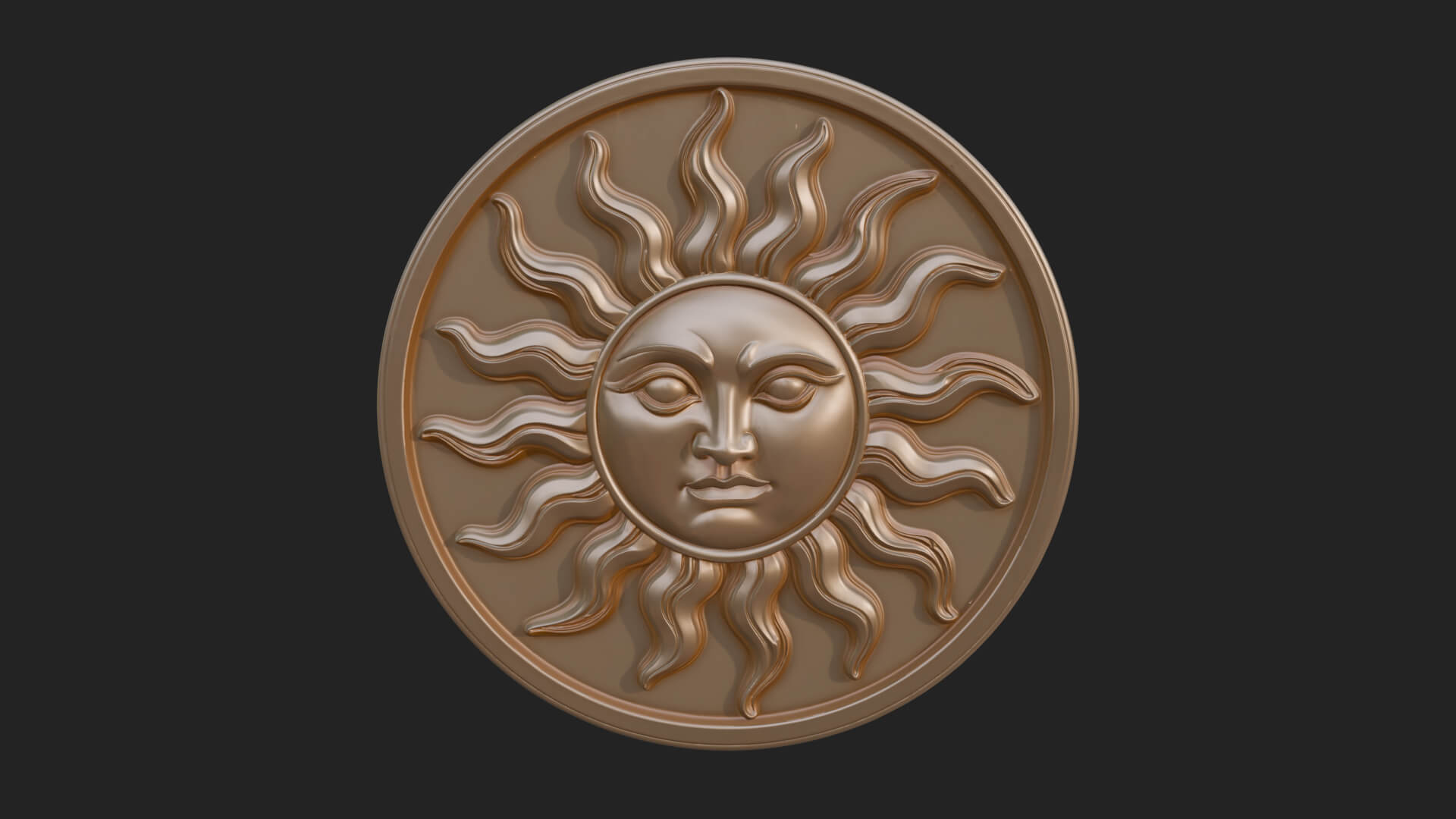 Smiling Sun Face Disc Plaque Design 11 3D Print Model 3D Model