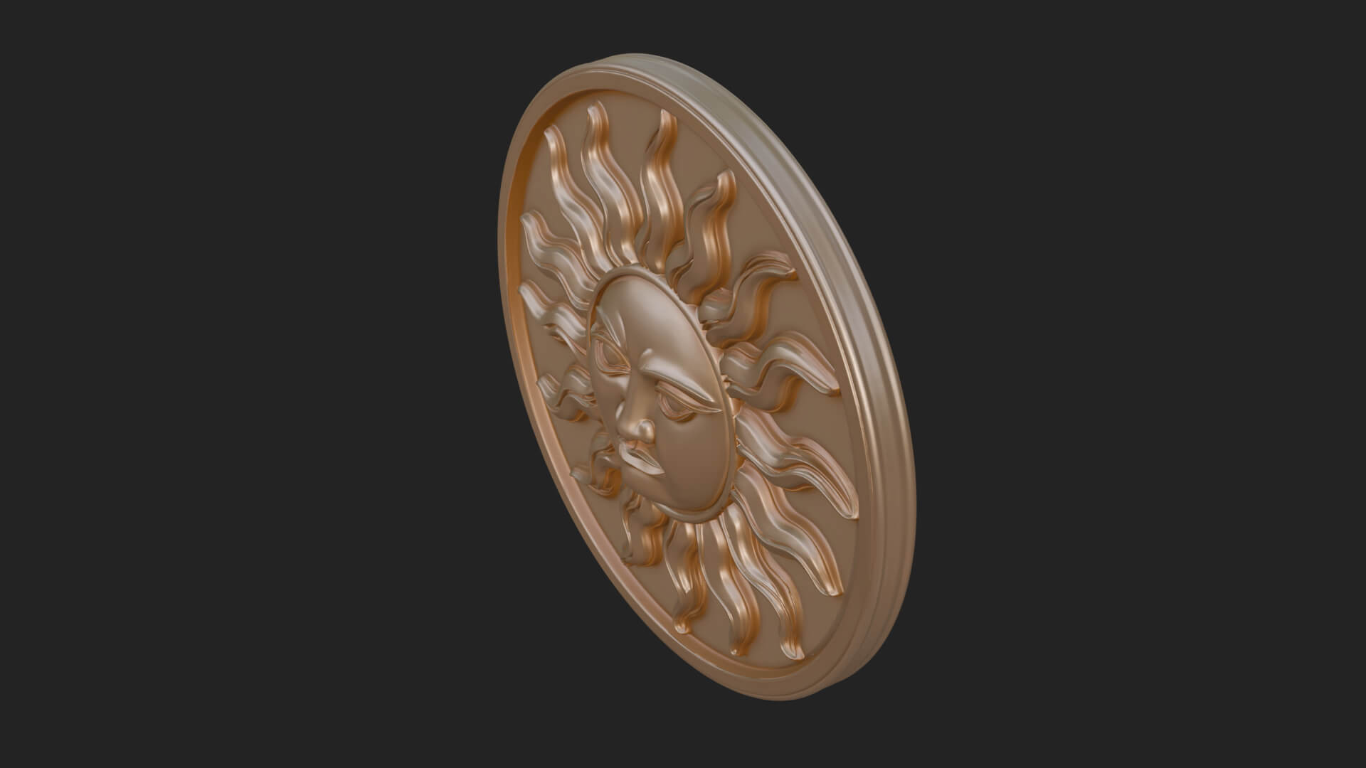 Smiling Sun Face Disc Plaque Design 11 3D Print Model 3D Model