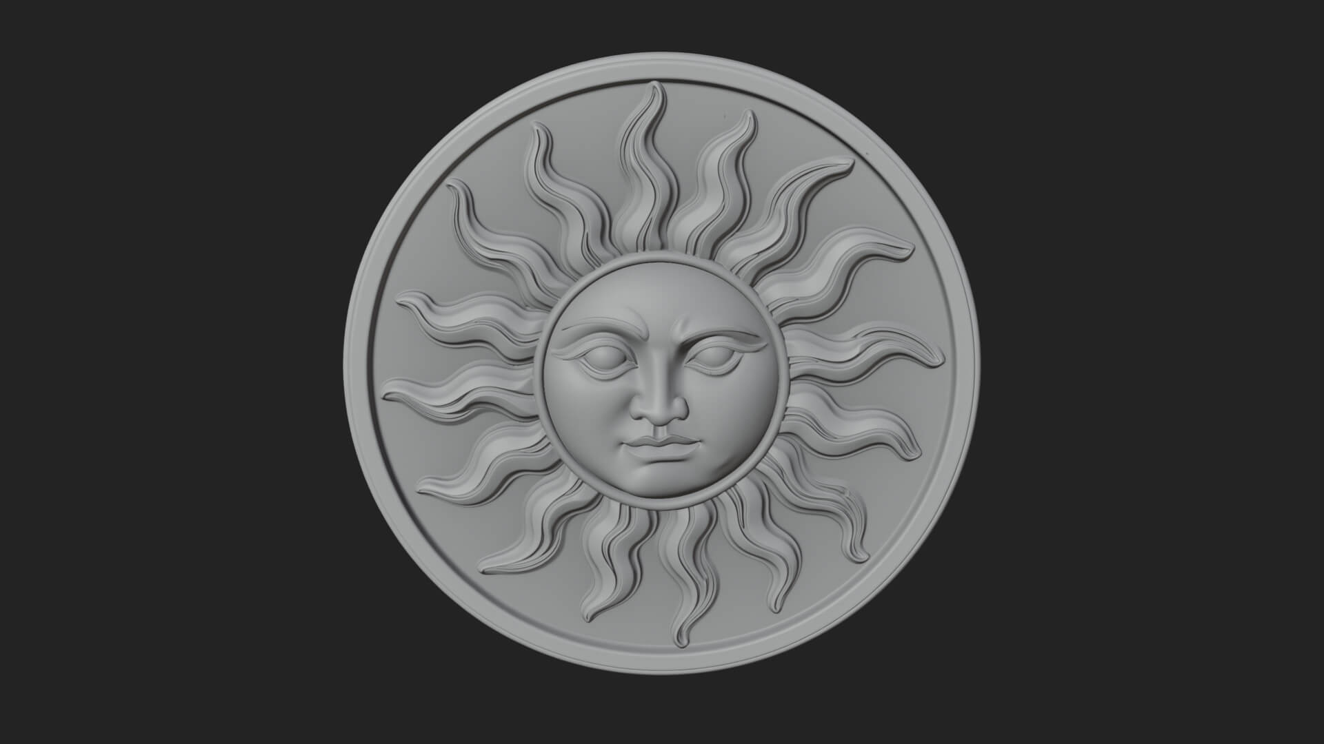 Smiling Sun Face Disc Plaque Design 11 3D Print Model 3D Model