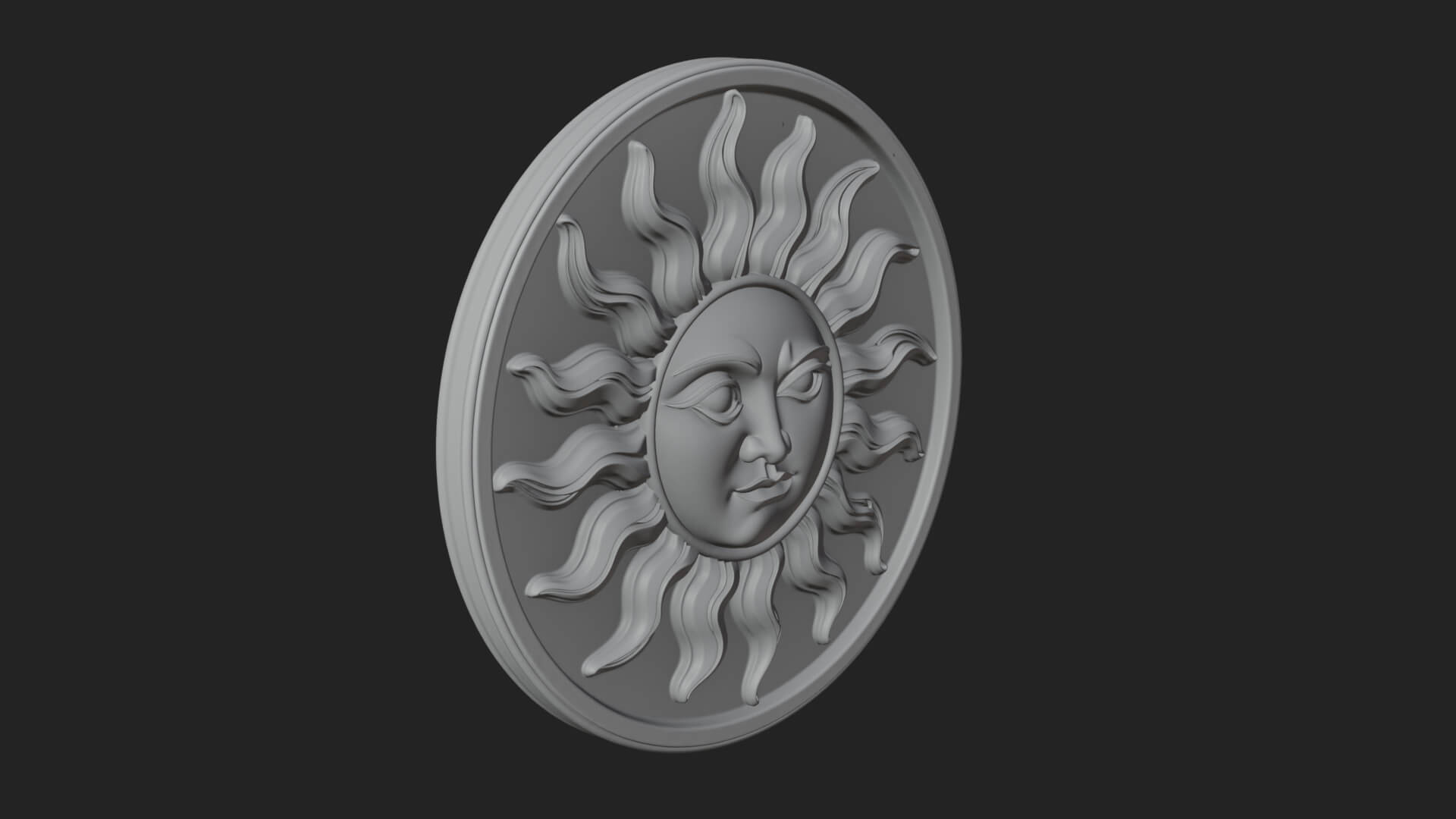 Smiling Sun Face Disc Plaque Design 11 3D Print Model 3D Model