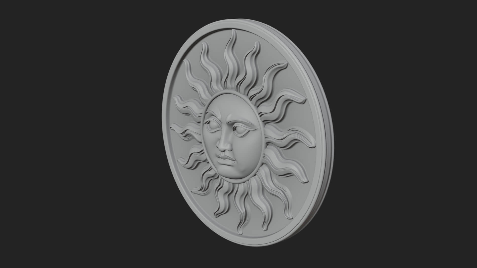 Smiling Sun Face Disc Plaque Design 11 3D Print Model 3D Model