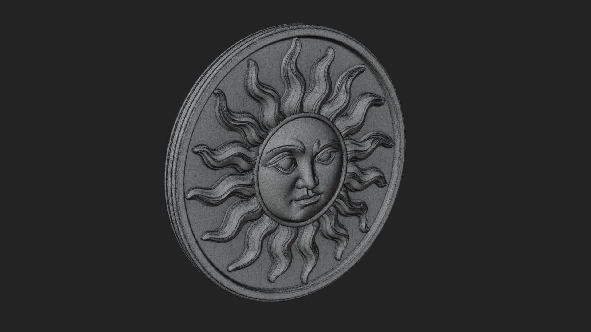 Smiling Sun Face Disc Plaque Design 11 3D Print Model 3D Model
