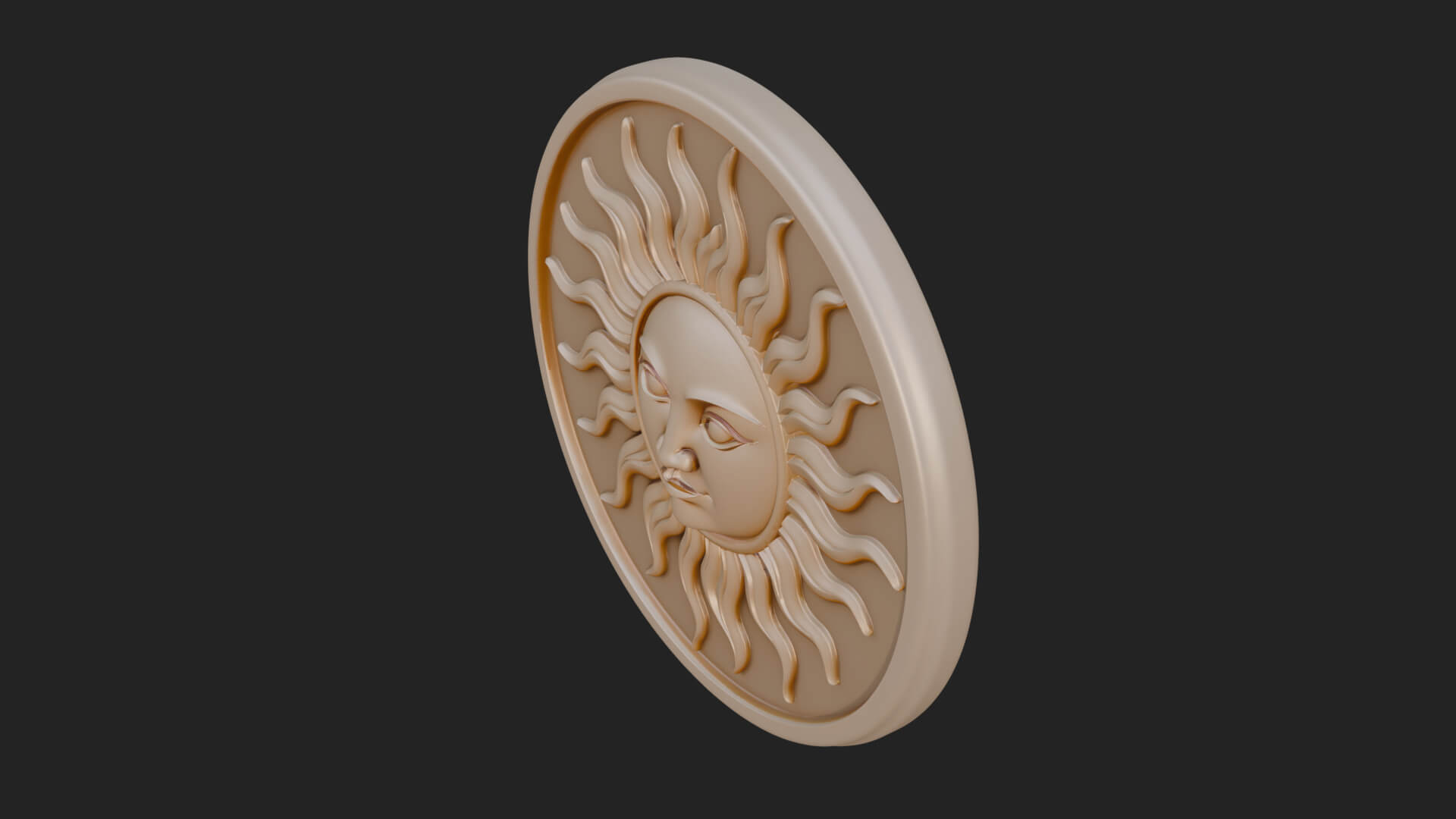 Smiling Sun Face Disc Plaque Design 12 3D Print Model 3D Model