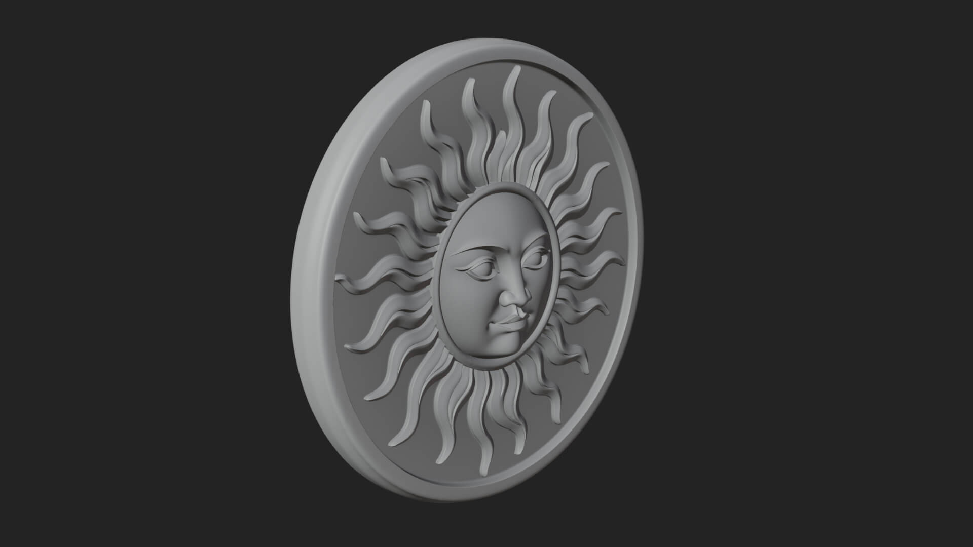 Smiling Sun Face Disc Plaque Design 12 3D Print Model 3D Model