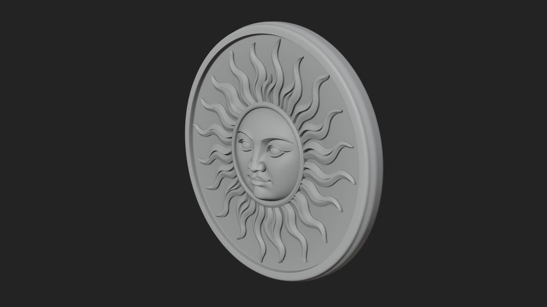 Smiling Sun Face Disc Plaque Design 12 3D Print Model 3D Model