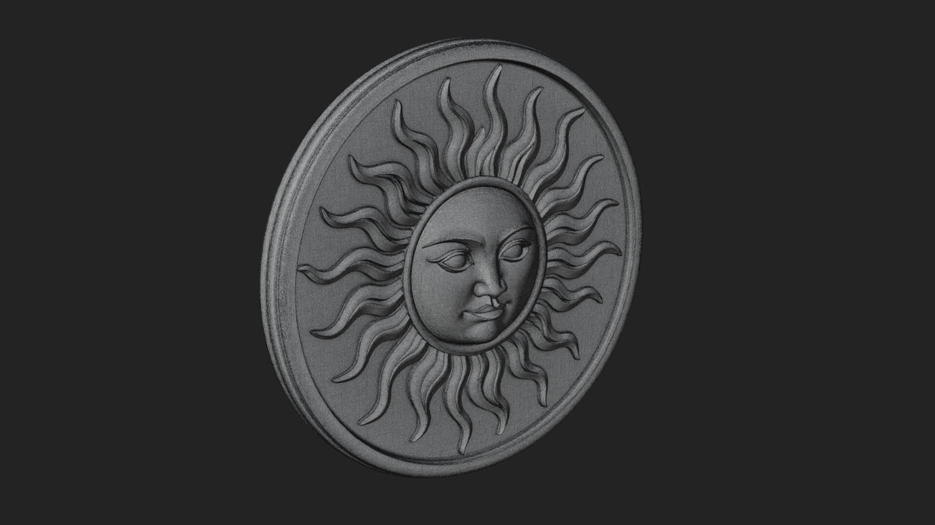 Smiling Sun Face Disc Plaque Design 12 3D Print Model 3D Model