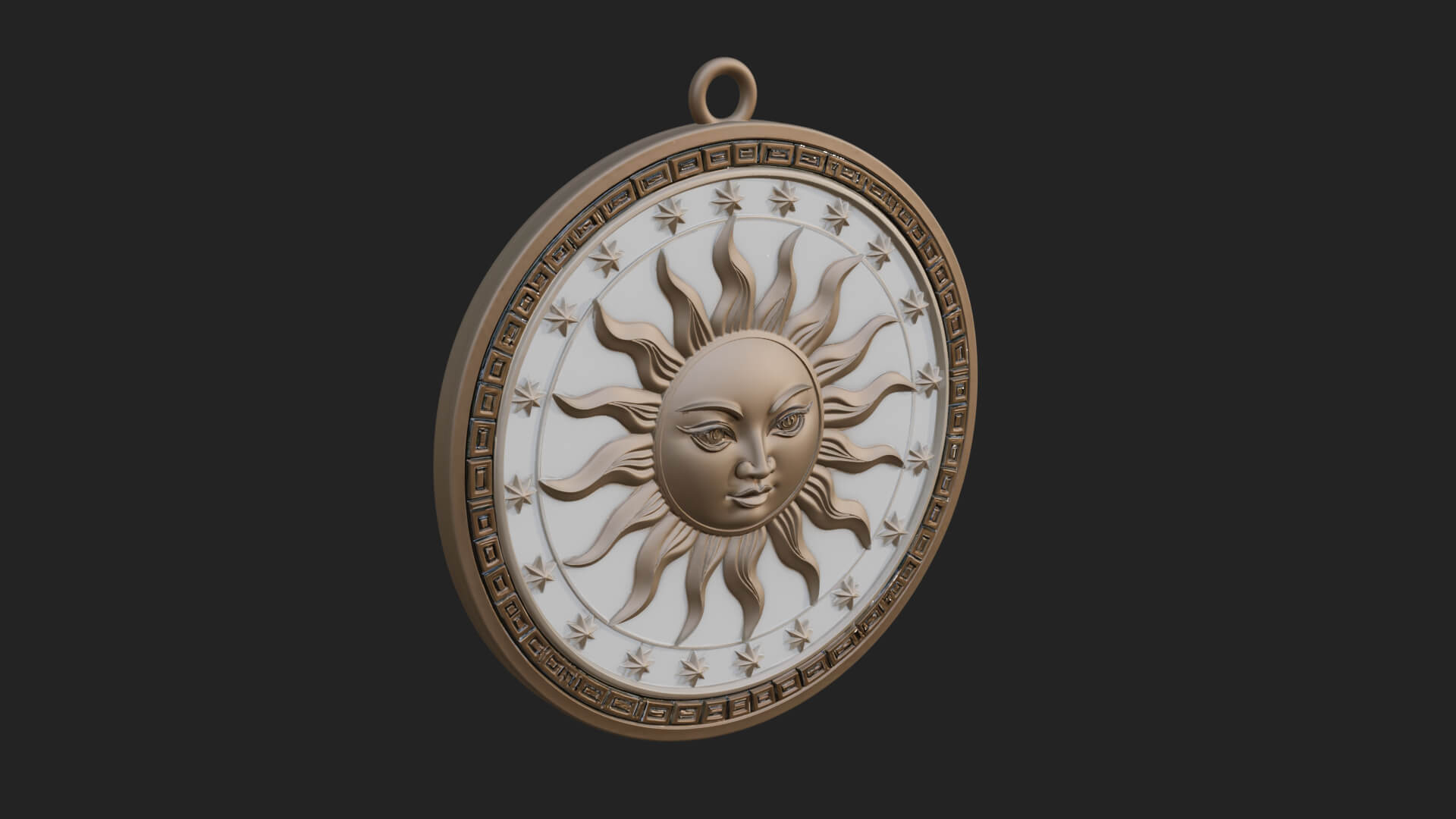 Smiling Sun Face Disc Plaque Design 13 3D Print Model 3D Model