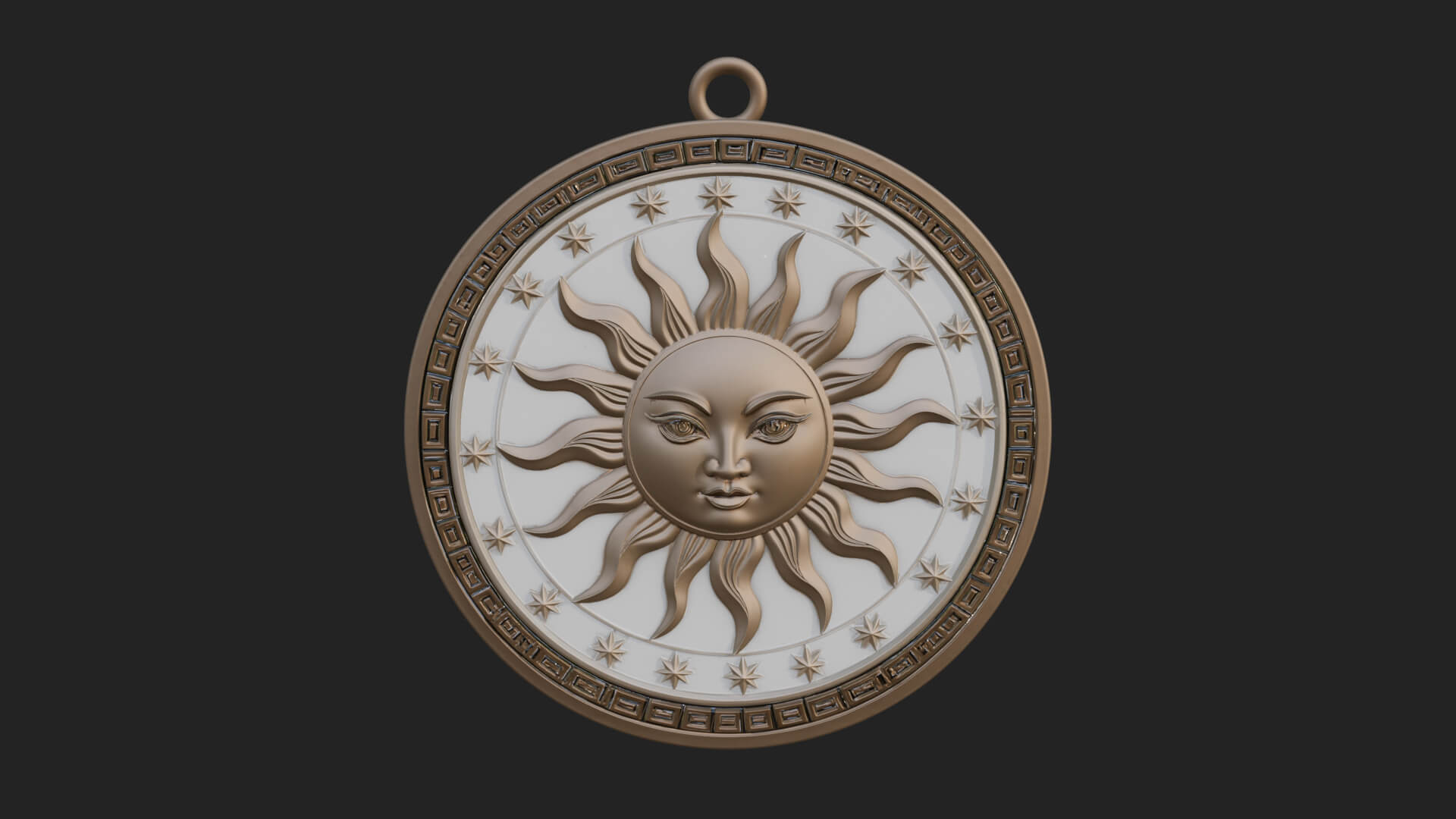 Smiling Sun Face Disc Plaque Design 13 3D Print Model 3D Model