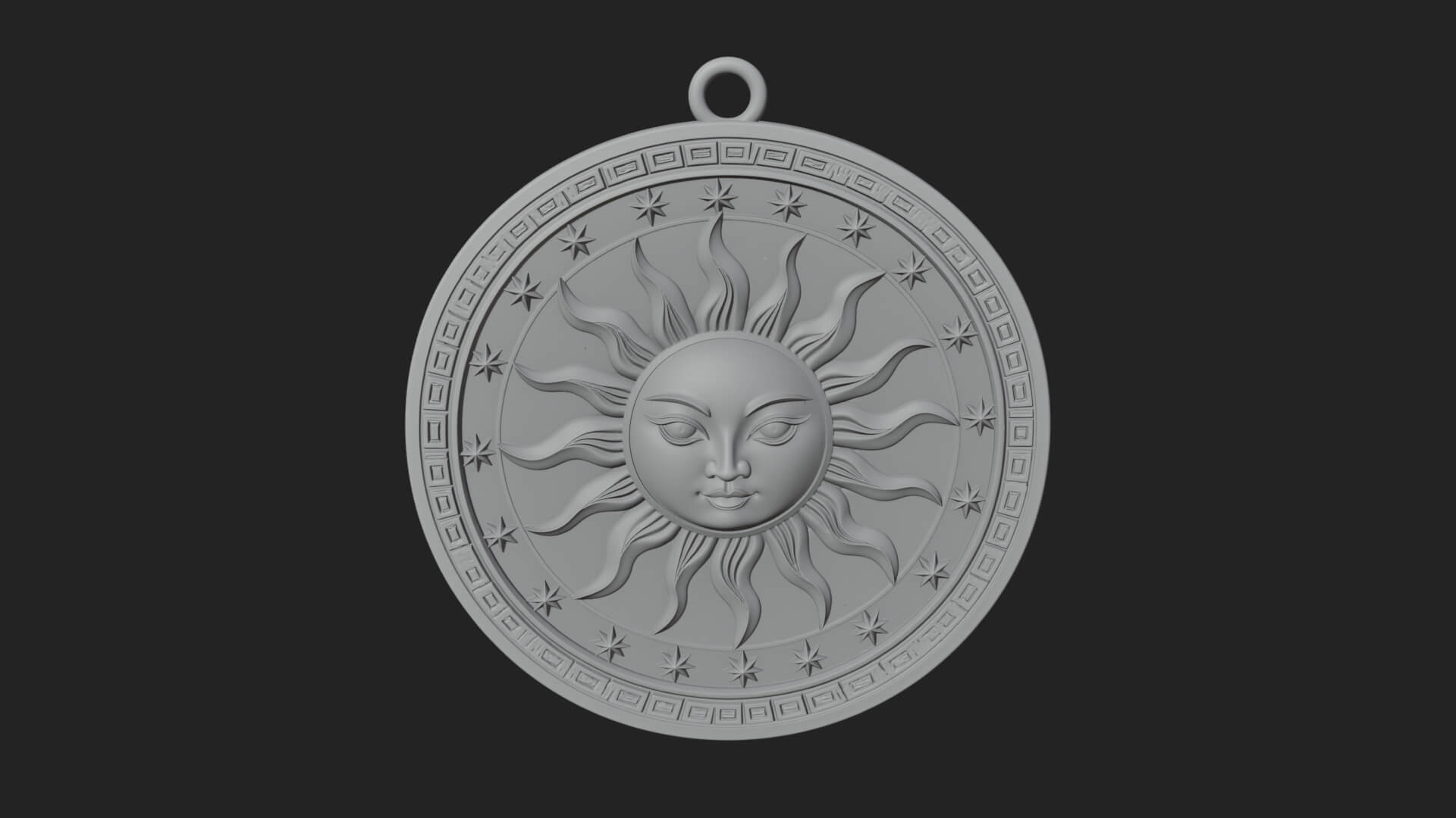 Smiling Sun Face Disc Plaque Design 13 3D Print Model 3D Model