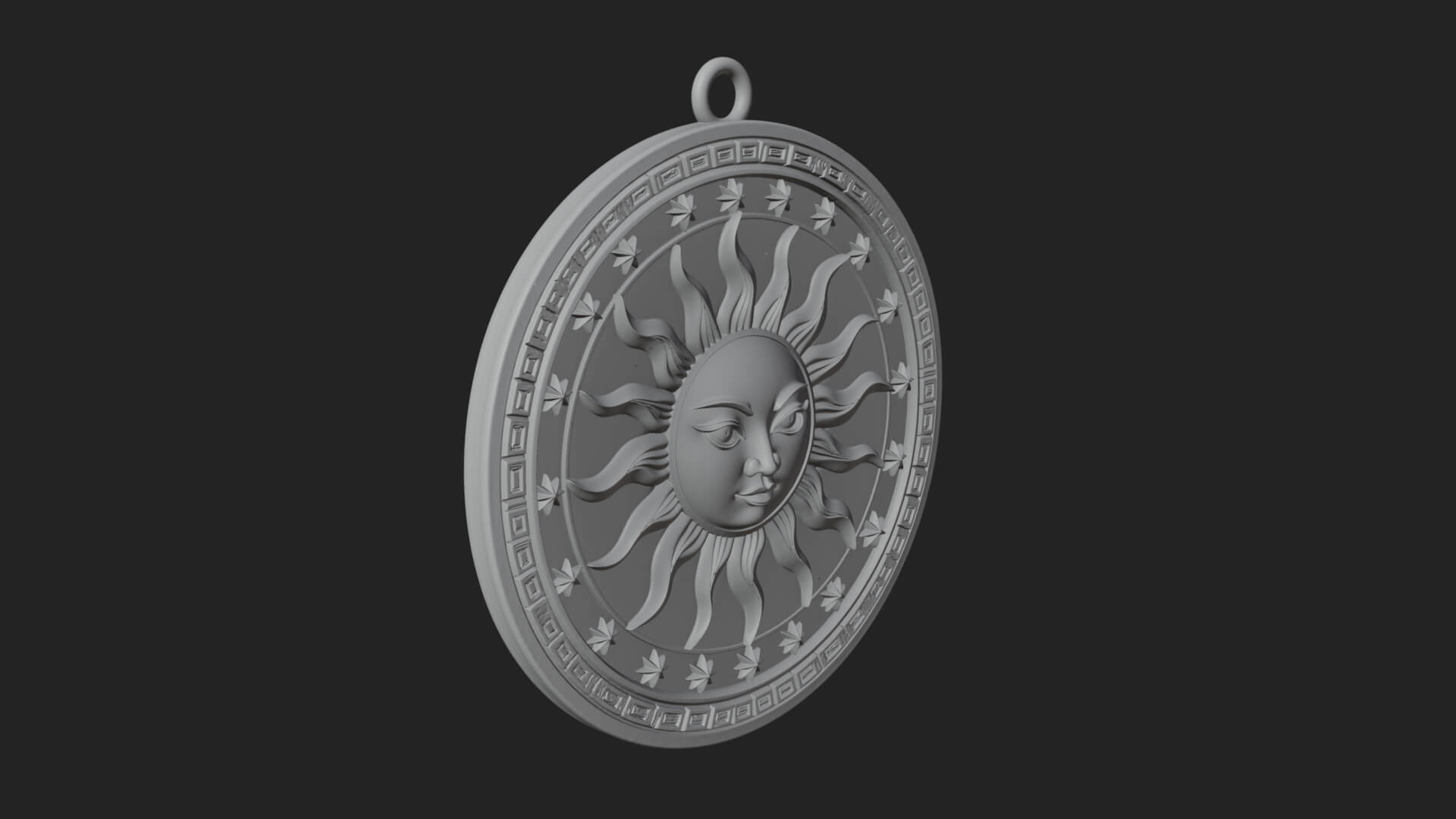 Smiling Sun Face Disc Plaque Design 13 3D Print Model 3D Model