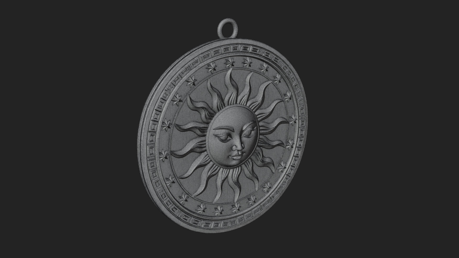 Smiling Sun Face Disc Plaque Design 13 3D Print Model 3D Model