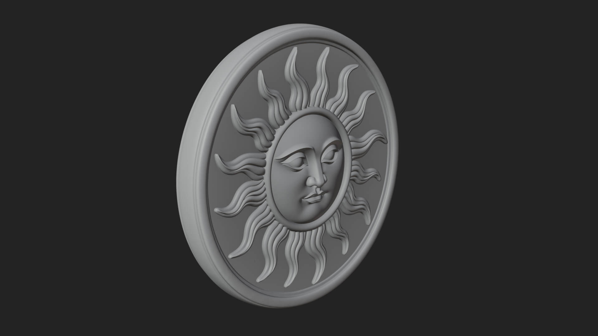 Smiling Sun Face Disc Plaque Design 2 3D Print Model 3D Model
