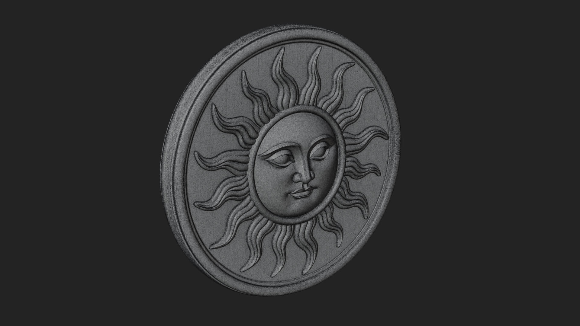 Smiling Sun Face Disc Plaque Design 2 3D Print Model 3D Model